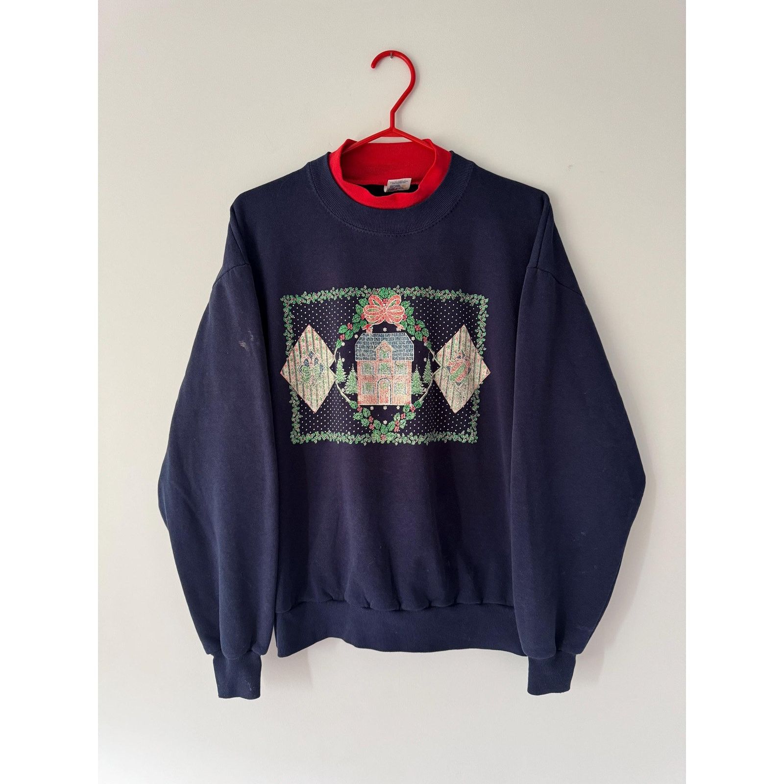 Jerzees 90s vintage blue winter holiday graphic pullover sweatshirt Size L / US 10 / IT 46 - 1 Thumbnail
