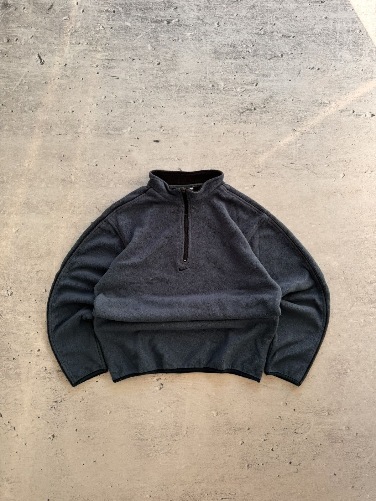 Nike × Vintage NIKE TEDDY 1/3 ZIP VINTAGE CENTER LOGO OVERSIZE SWEATSHIRT Size US XL / EU 56 / 4 - 1 Thumbnail