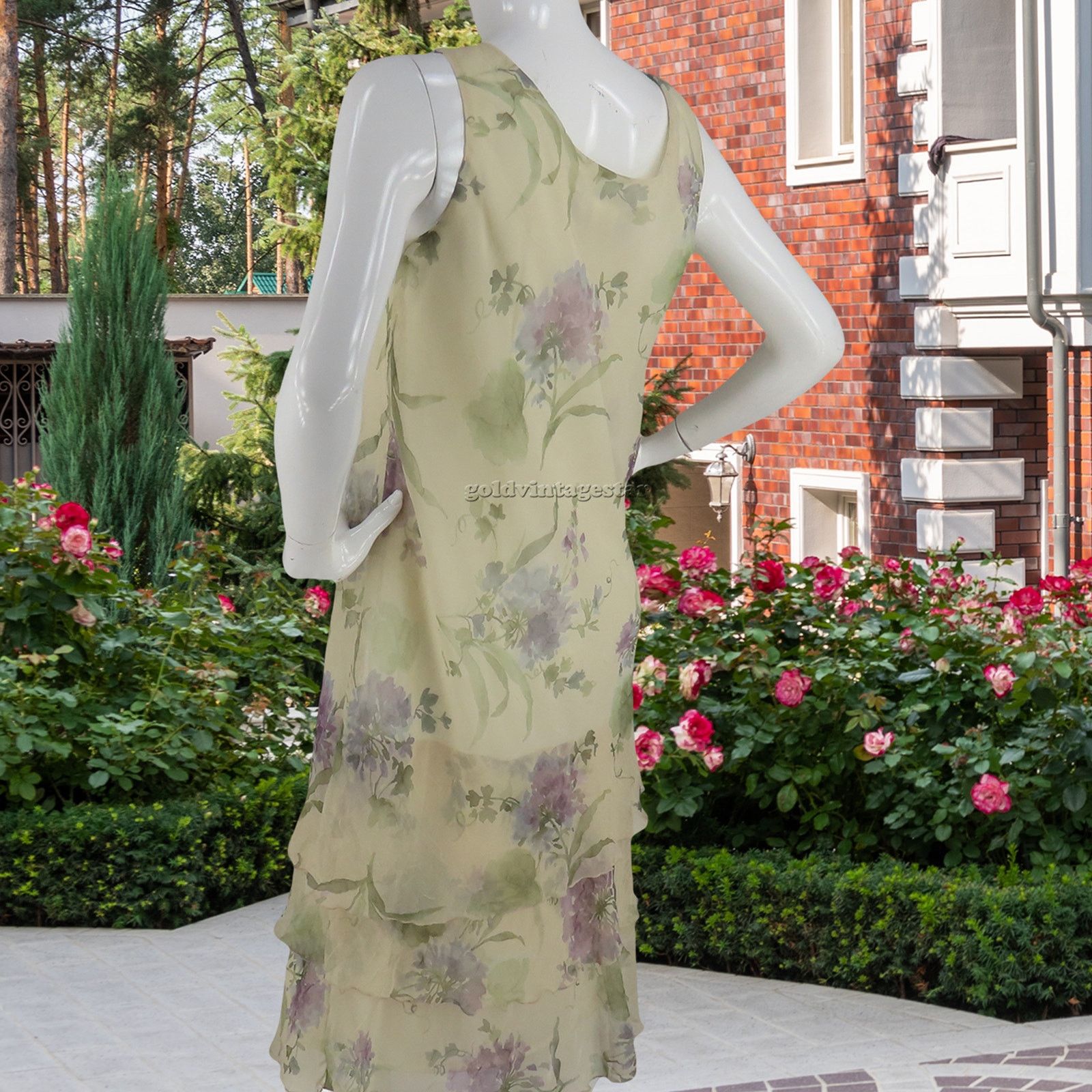 Vintage Ursula of Switzerland Chiffon Flower Print Formal Dress USA Size M / US 6-8 / IT 42-44 - 5 Thumbnail