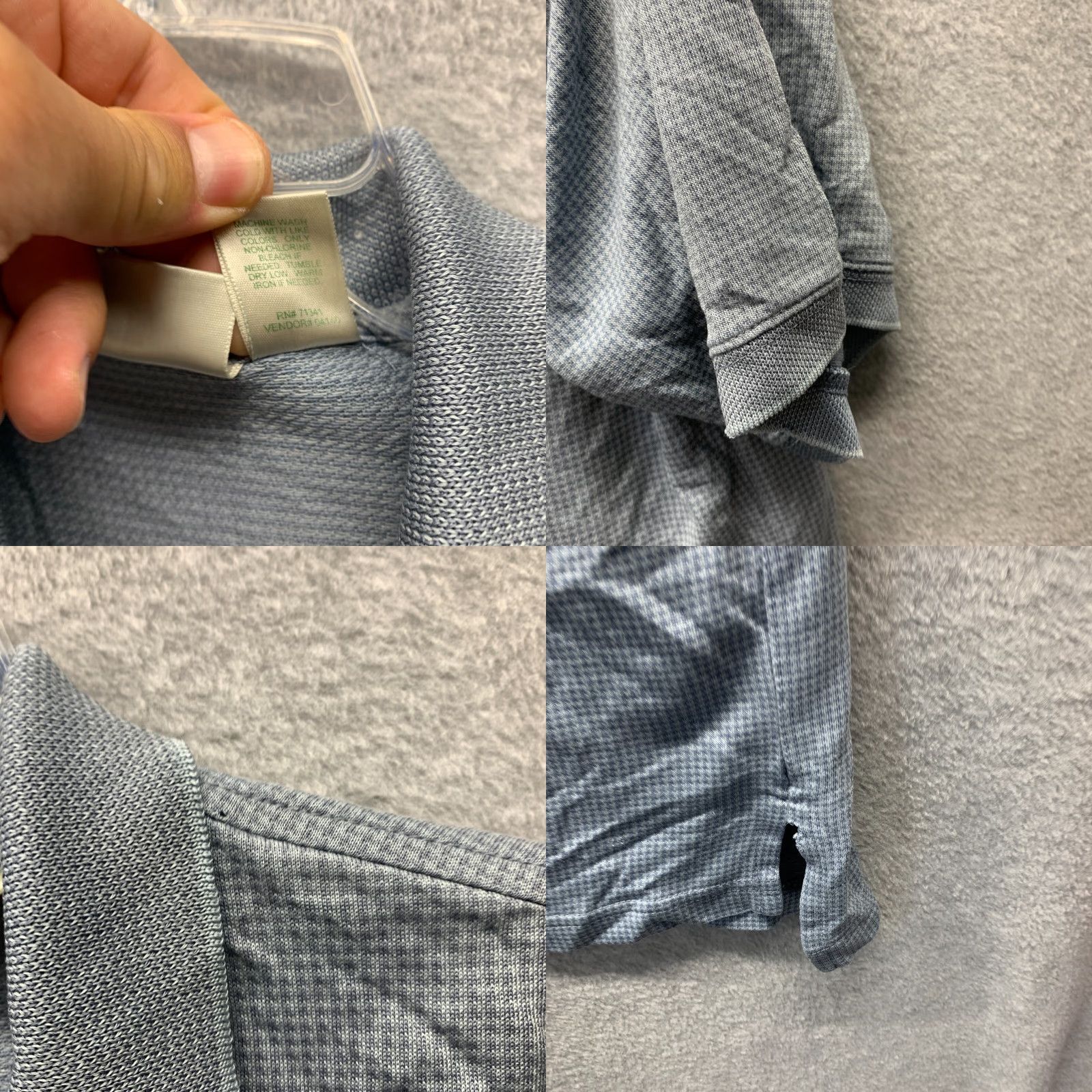 Vintage VINTAGE LL Bean Polo Shirt Mens Polo Shirt Adult Medium Blue Houndstooth 90s Lyocell Tencel Lightweight Breathable Golf Size US M / EU 48-50 / 2 - 8 Thumbnail