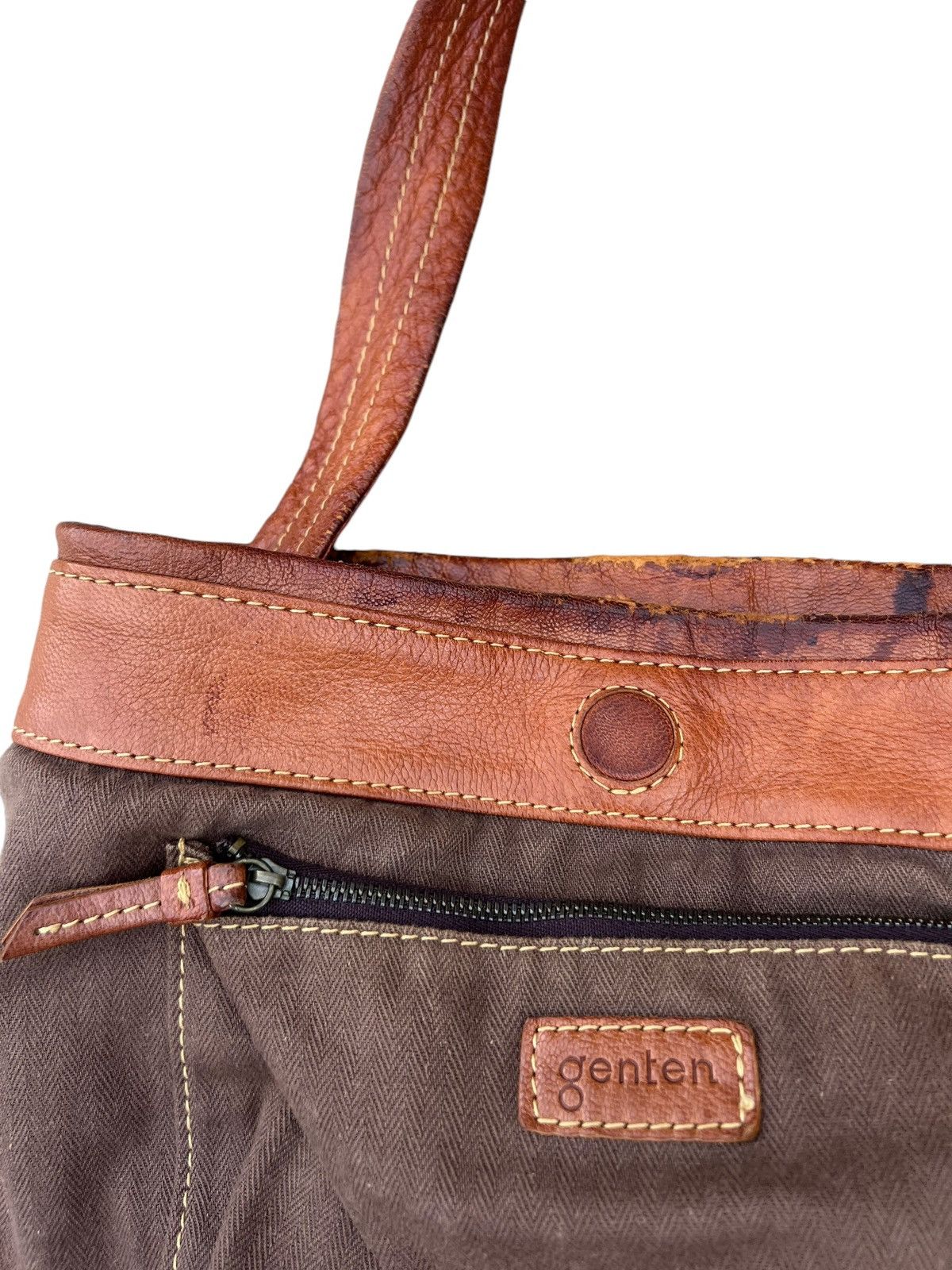 Leather Trashed Genten Japan Distress Patina Leather Bag Bucket Size ONE SIZE - 21 Thumbnail