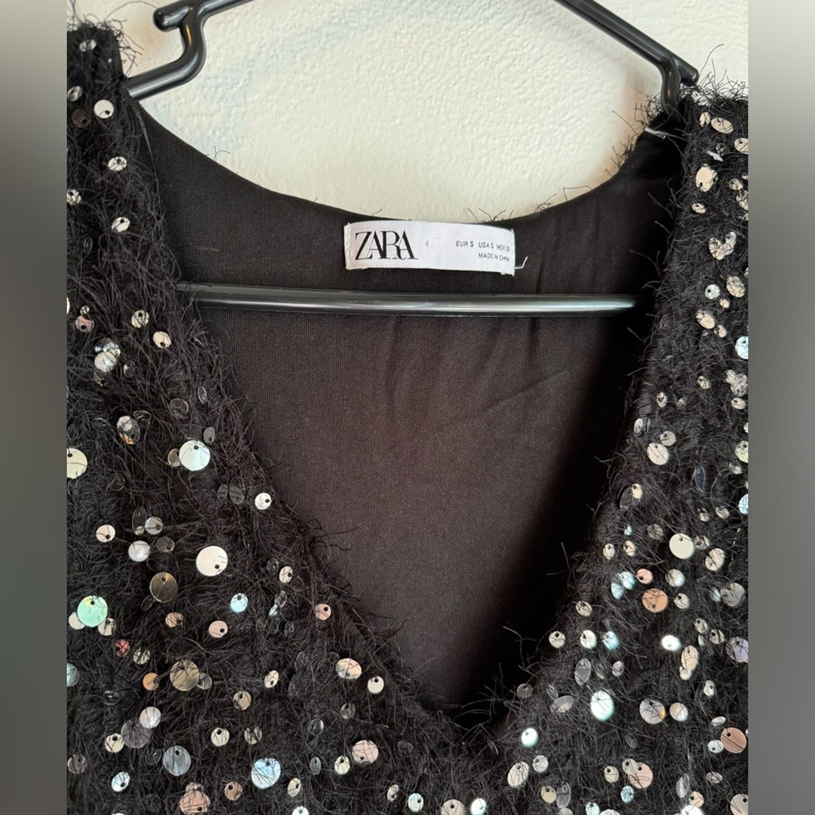 Zara Limited Edition Black Sequin Midi Dress