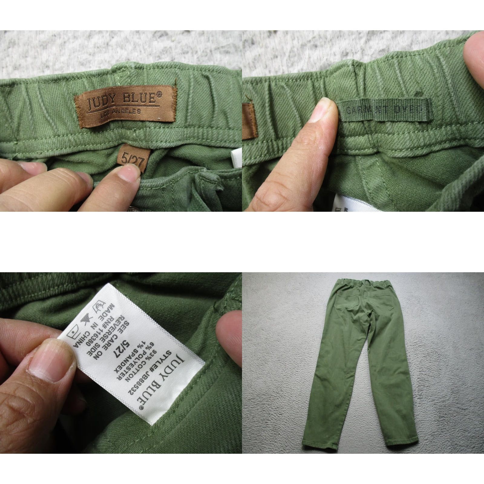 Vintage Judy Blue Pants Womens 5/27 Green Garment Dyed Utility Drawstring Twill Chino Pockets Stretch Straight 29in Inseam Womens Size 27" / US 4 / IT 40 - 8 Thumbnail