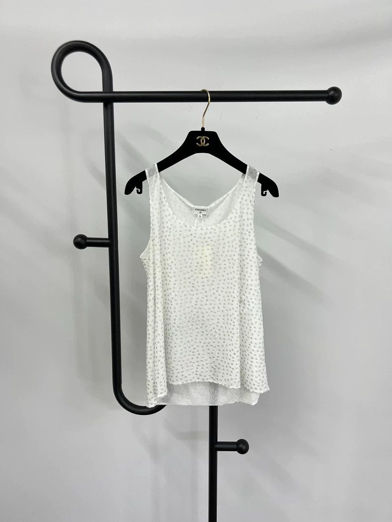 Chanel Chanel White full logo suspender vest Size XS / US 0-2 / IT 36-38 - 1 Thumbnail