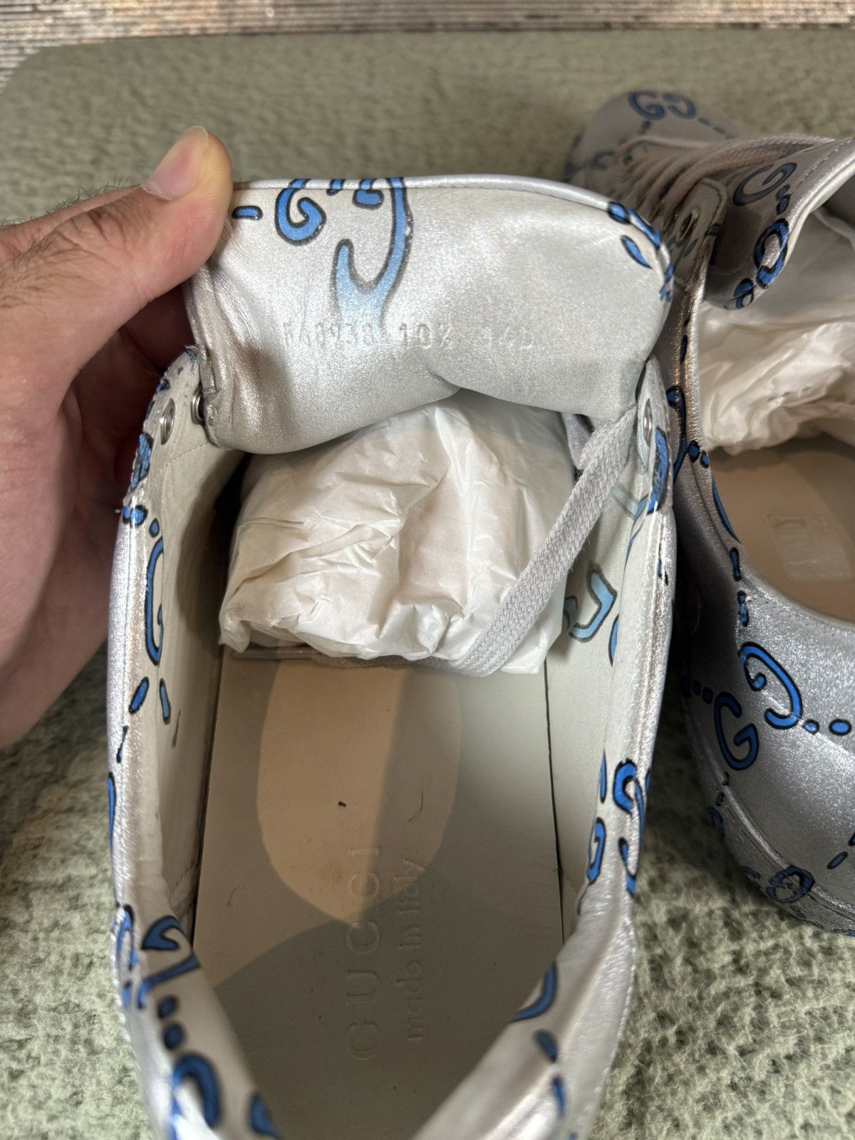 Gucci Gucci Ace GG Silver Low-top Sneaker Size US 10.5 / EU 43-44 - 6 Thumbnail