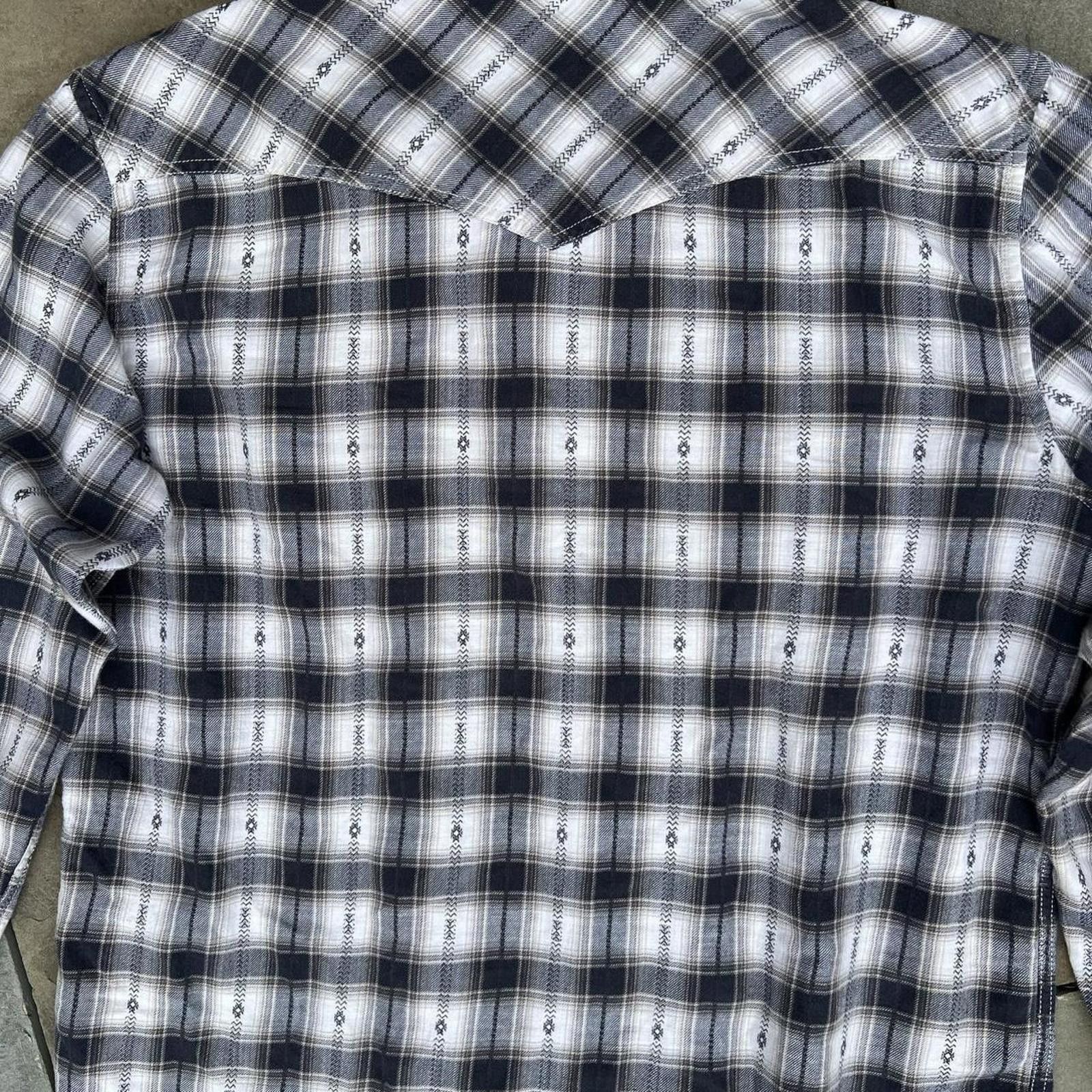 Lucky Brand Y2K Southwestern Knit Plaid Pattern Snap Button Down Shirt Size US L / EU 52-54 / 3 - 6 Thumbnail