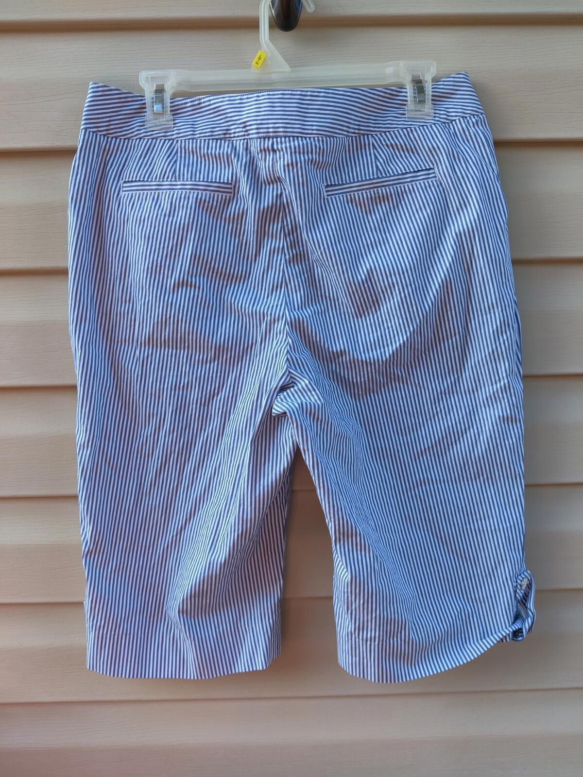Bobby Jones Bobby Jones Shorts Womens Size 10 White Blue Pinstripe Cotto Size 32" / US 10 / IT 46 - 4 Thumbnail