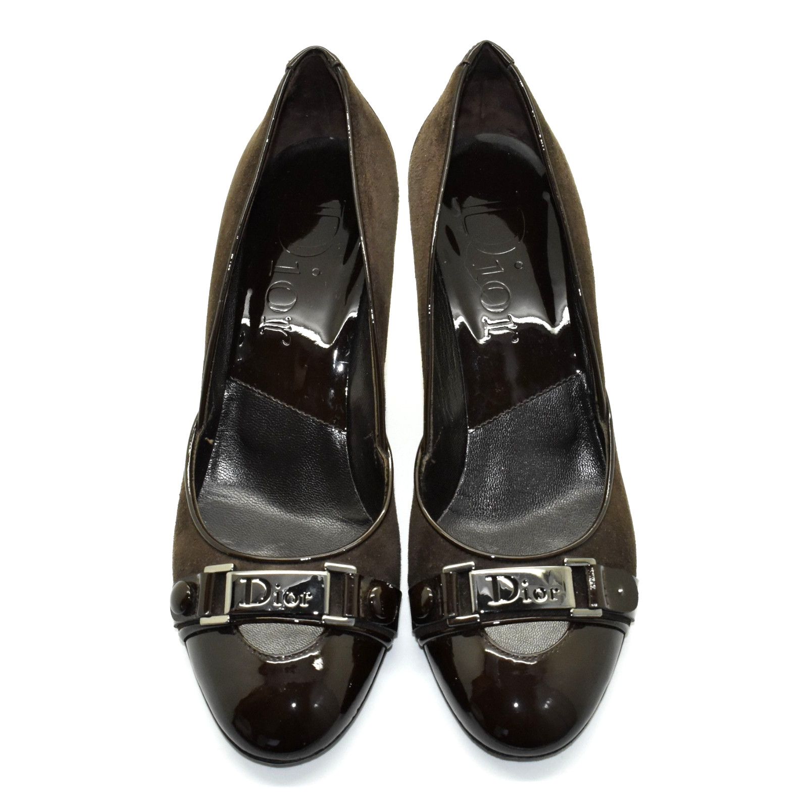 Christian Dior Monsieur CHRISTIAN DIOR Button Escarp 7 Marron Leather Pump Sz 37 Size US 6.5 / IT 36.5 - 4 Thumbnail