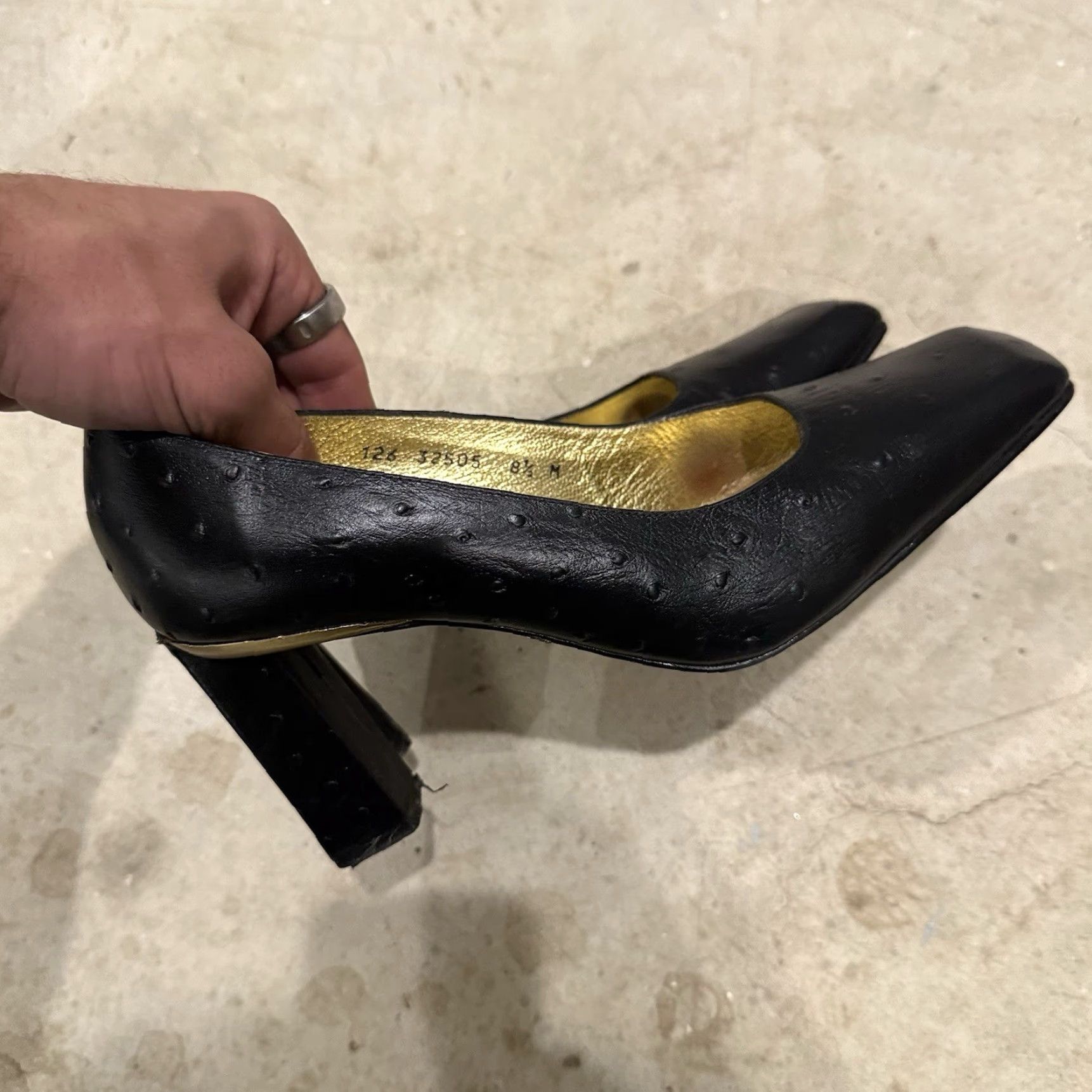 Vintage VINTAGE Timothy Hitsman Heels Women Pump Square Toe Leather Black 8.5 M Spain Size US 9 / IT 39 - 4 Thumbnail