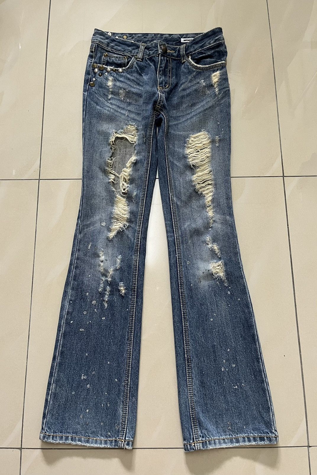 Hysteric Glamour Semantic Design distressed flared silver dust low rise F1 Size US 28 / EU 44 - 1 Thumbnail