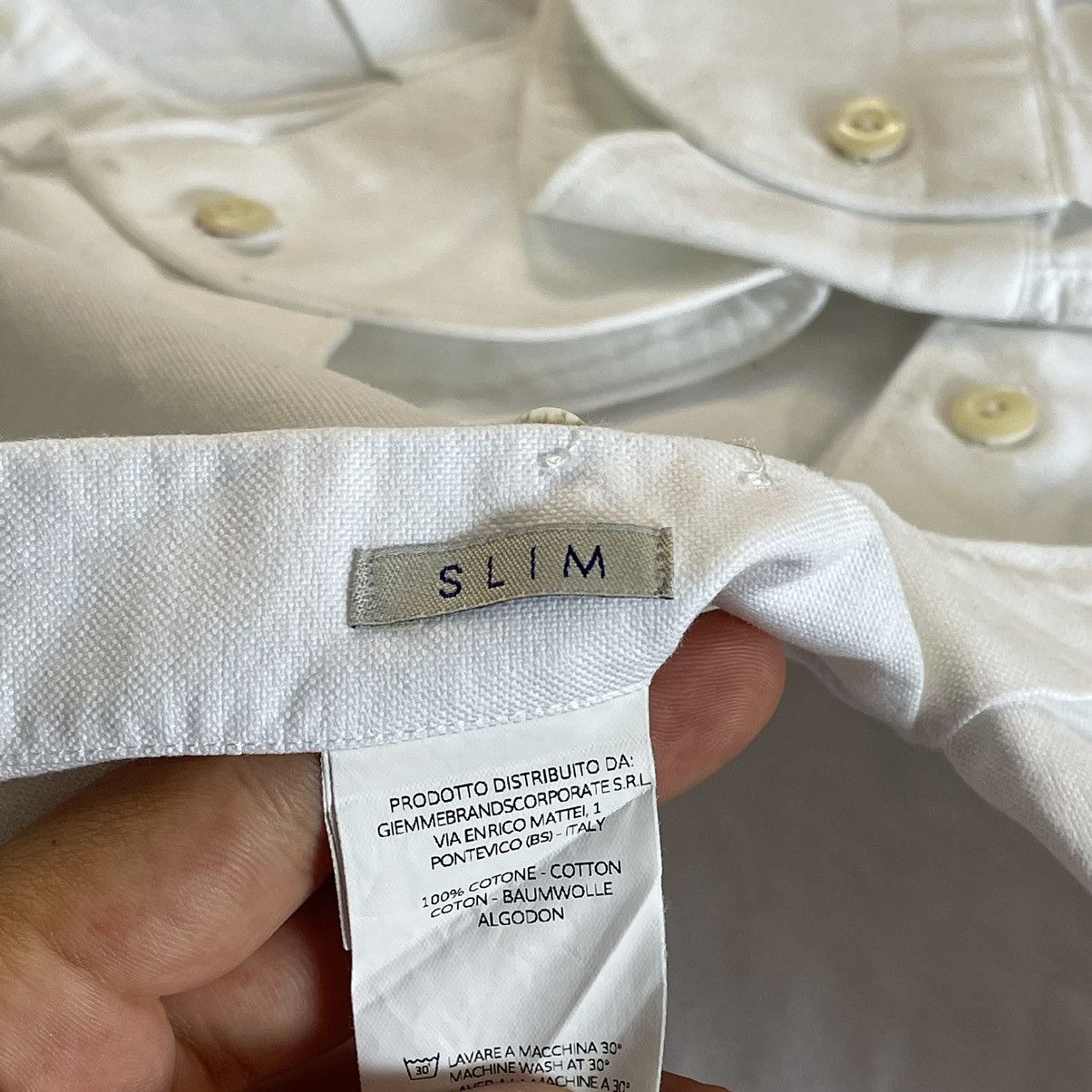 Designer × Tintoria Mattei Tintoria Mattei 954 White Slim Fit Cotton Button Shirt Size 38R - 10 Thumbnail