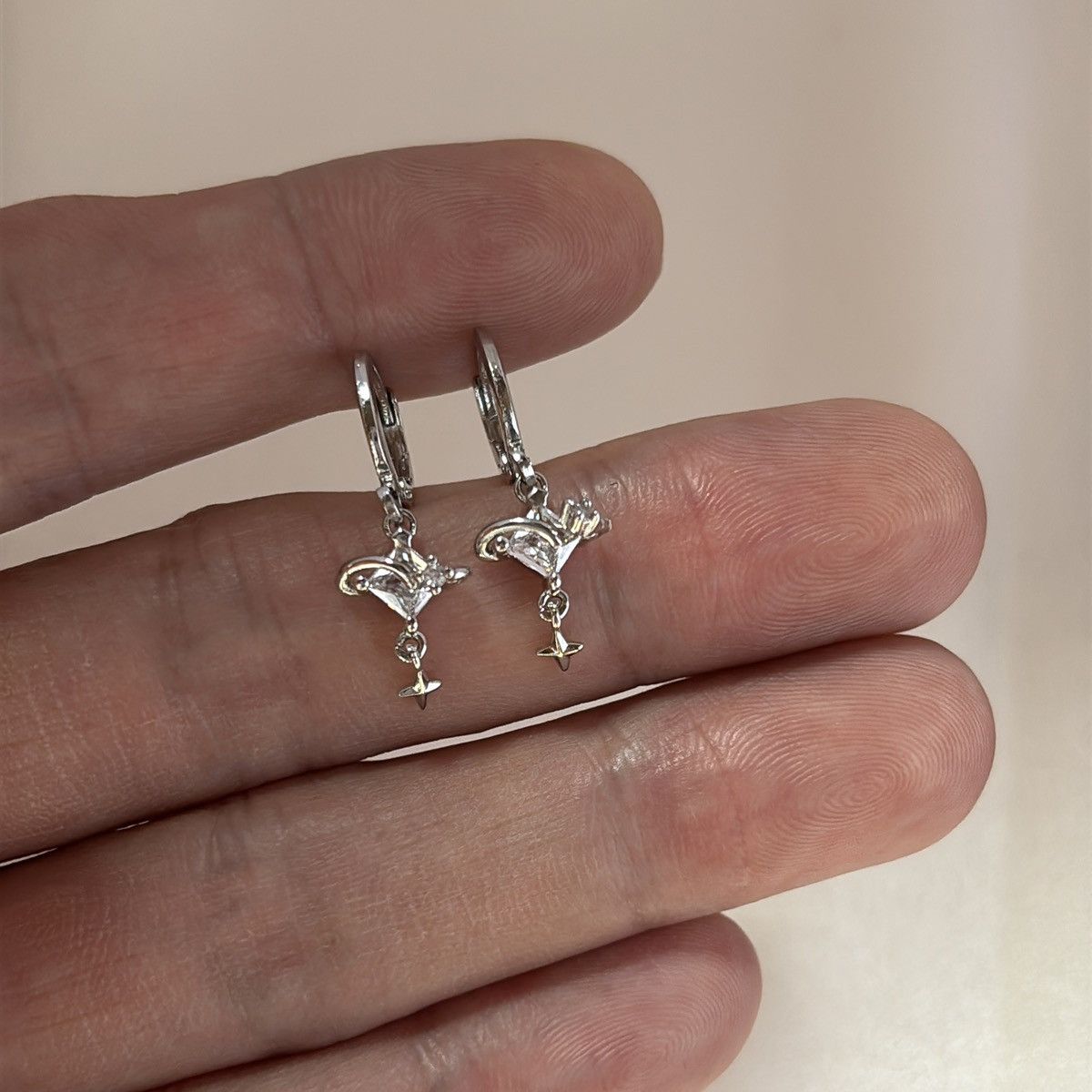 Other CZ Star Love Heart Dangle Drop Earrings for Women Size ONE SIZE - 4 Thumbnail