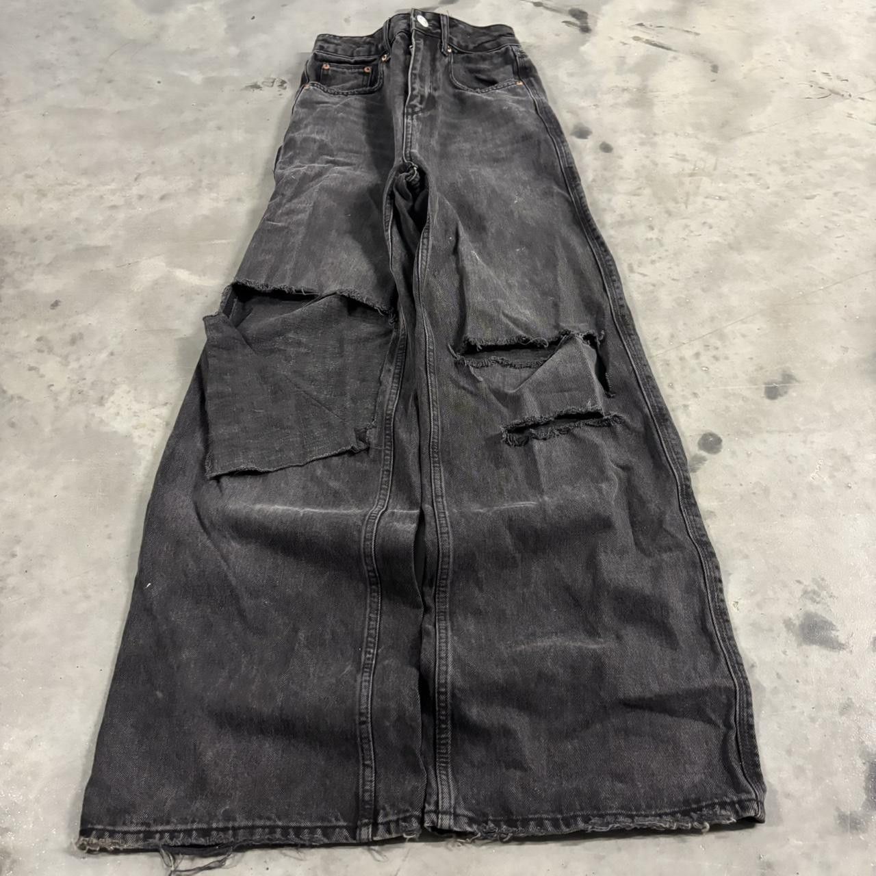 Vintage Crazy Vintage Y2K/2000s Black High Rise Distressed Baggy Denim Jeans! 25x32 Size 25" / US 0 / IT 36 - 1 Thumbnail