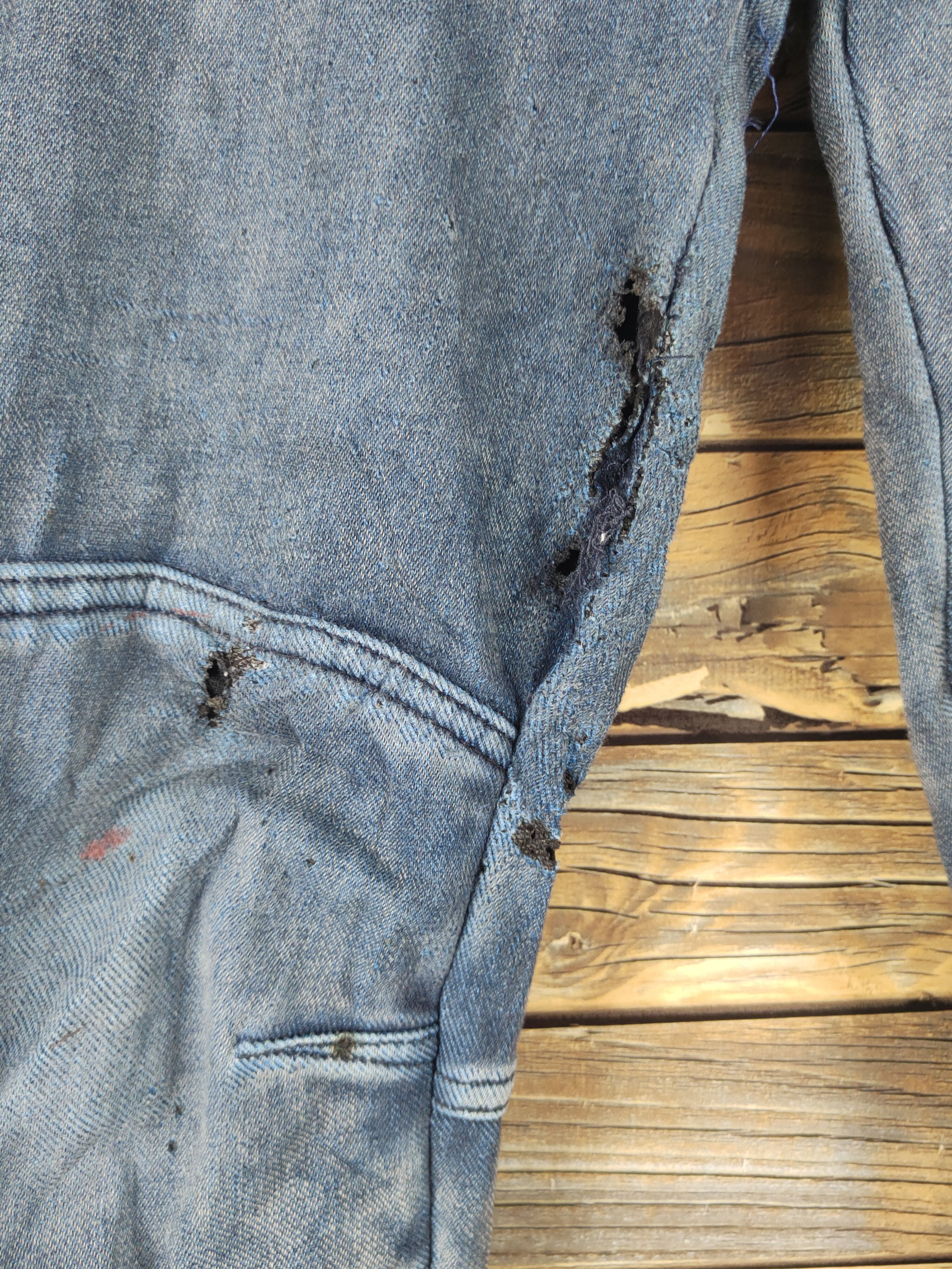 Japanese Brand FieldCore Dark Blue Distressed Ripped Jogger Jeans #W1996 Size US 35 - 9 Thumbnail