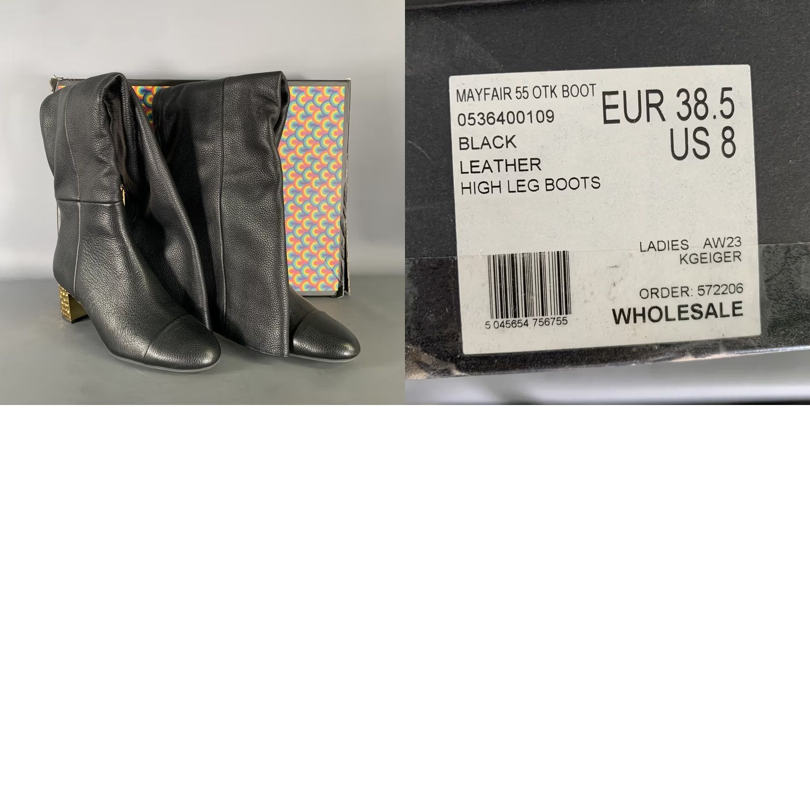 Kurt Geiger KURT GEIGER Black Gold Leather Pebble Grain Boots Size 8 Women Size US 8 / IT 38 - 8 Thumbnail