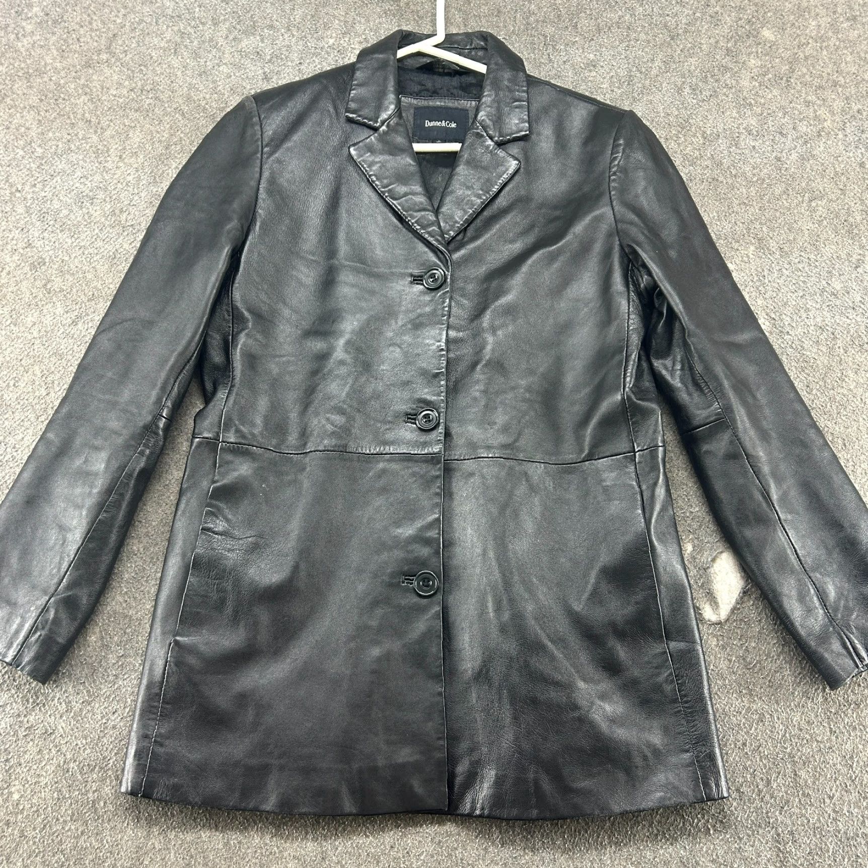 Vintage VINTAGE Dunne & Cole Leather Coat Womens M Black Overcoat Long 90s 80s Pockets Lined Dry Clean Only Size M / US 6-8 / IT 42-44 - 3 Thumbnail