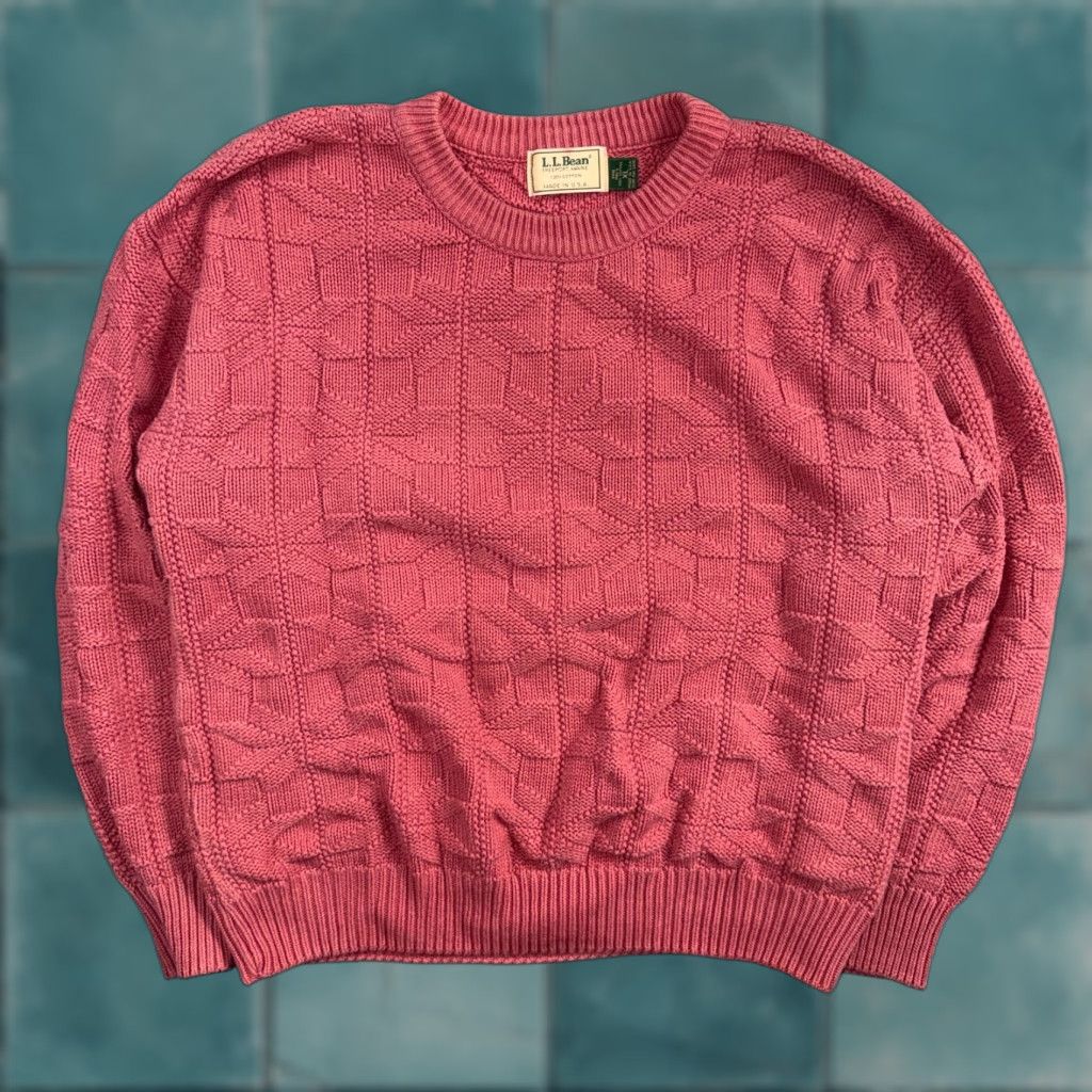 Vintage VINTAGE L.L. Bean Sweater XL Pink Crew Neck Fisherman Knit 80s Mens Size US XL / EU 56 / 4 - 1 Thumbnail
