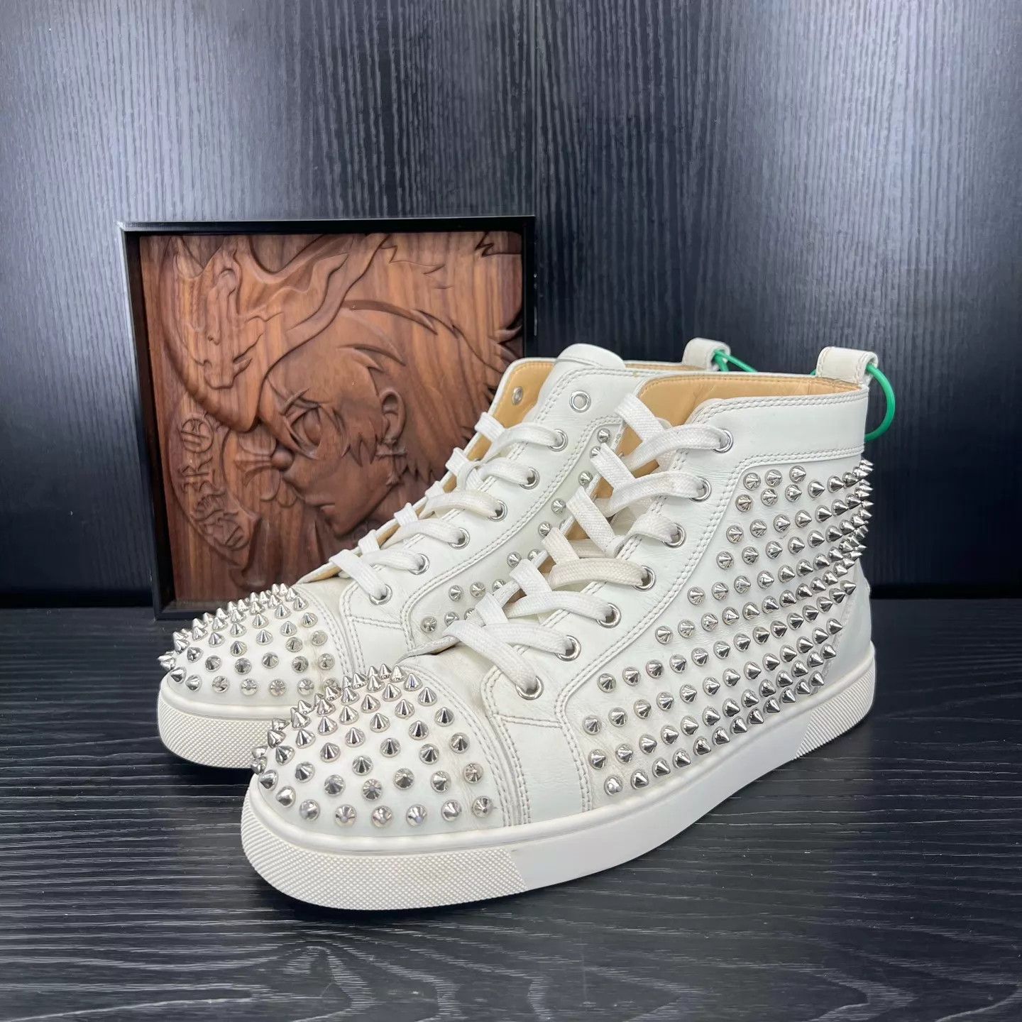 Christian Louboutin cl high-top silver rivet sneakers 42 worn a few times Size US 9 / EU 42 - 1 Thumbnail