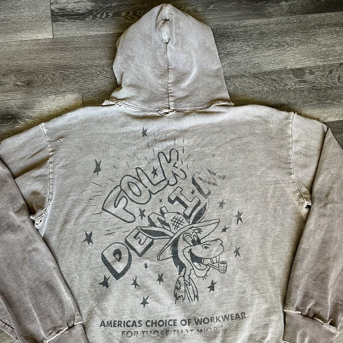 Kentucky Boy Tyler Kentucky Boy Tyler KBT Folk Denim Distressed Washed Hoodie Size US XL / EU 56 / 4 - 3 Thumbnail