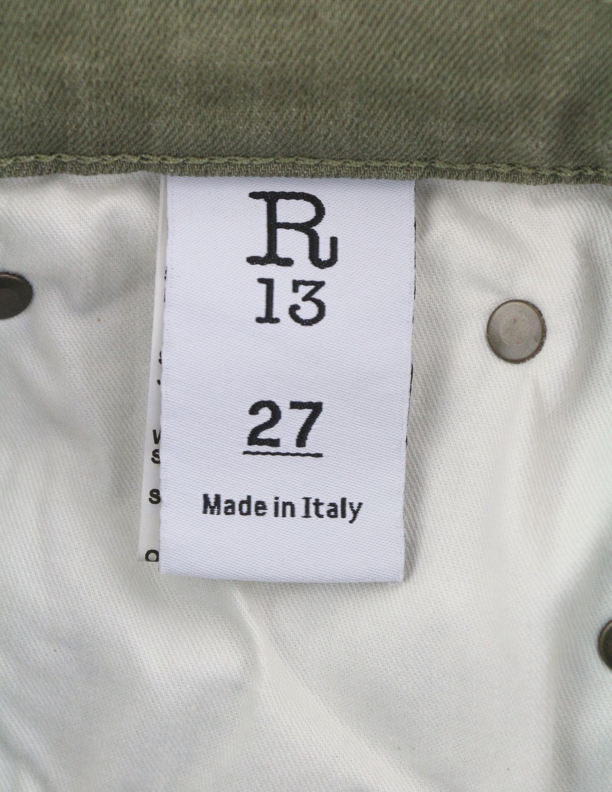 R13 JANE 27 Olive Green Stretch Faded High Rise Straight 85786 Size 27" / US 4 / IT 40 - 10 Thumbnail