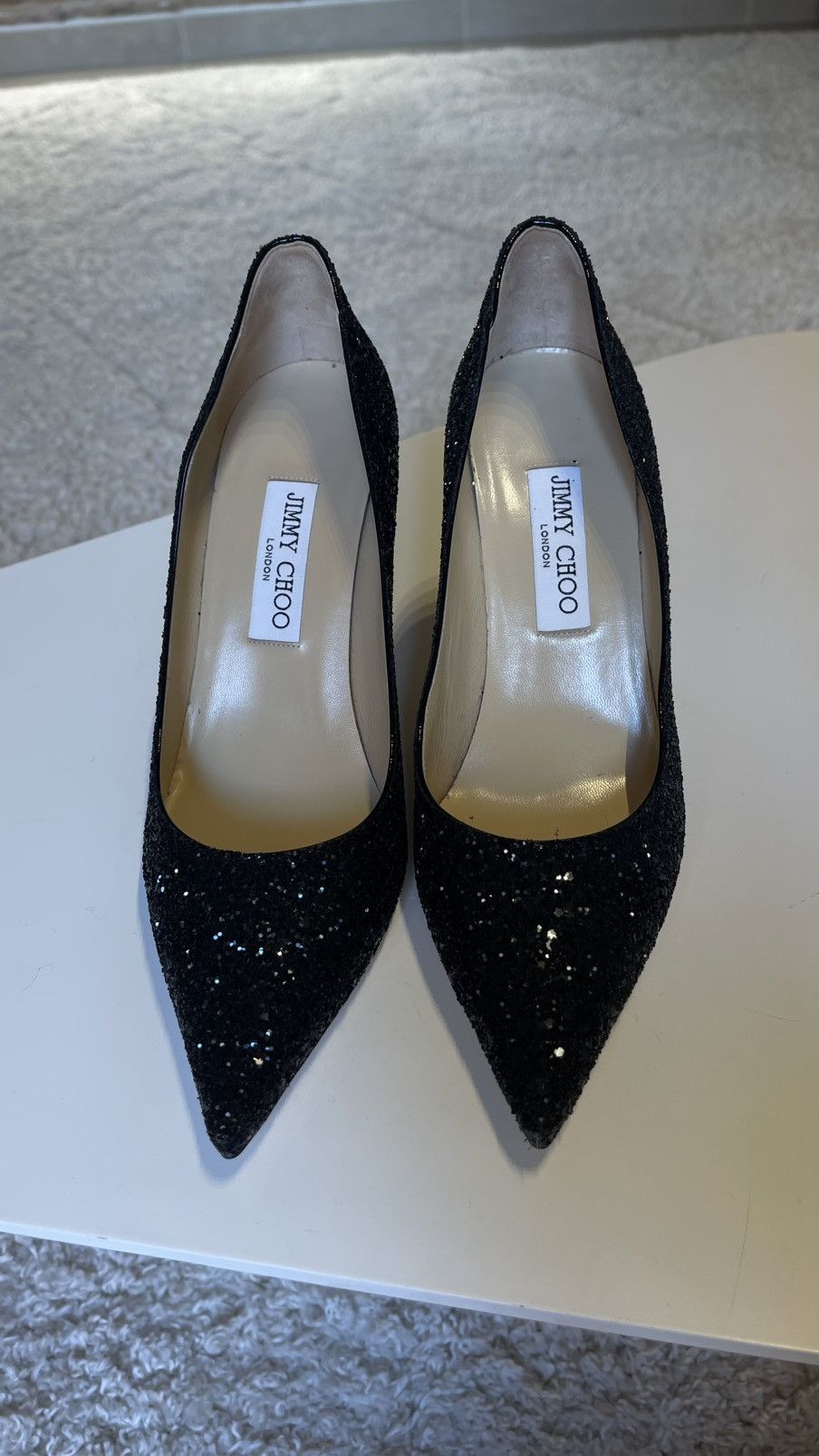 Jimmy Choo Jimmy Choo Black Glitter Pumps Size 39 Size US 9 / IT 39 - 9 Thumbnail