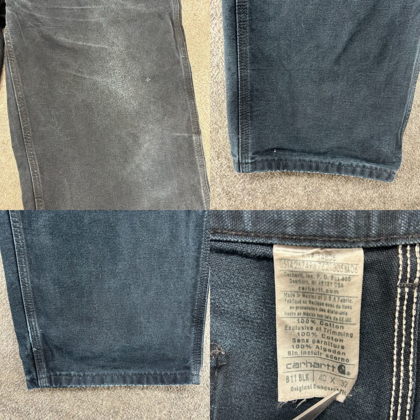 Carhartt Carhartt Pants Mens 40x32 Black Carpenter Original Fit Distressed Faded 5-Pocket USA Slimming Stretch Workwear Casual/Regular Mens Size US 40 / EU 56 - 8 Thumbnail