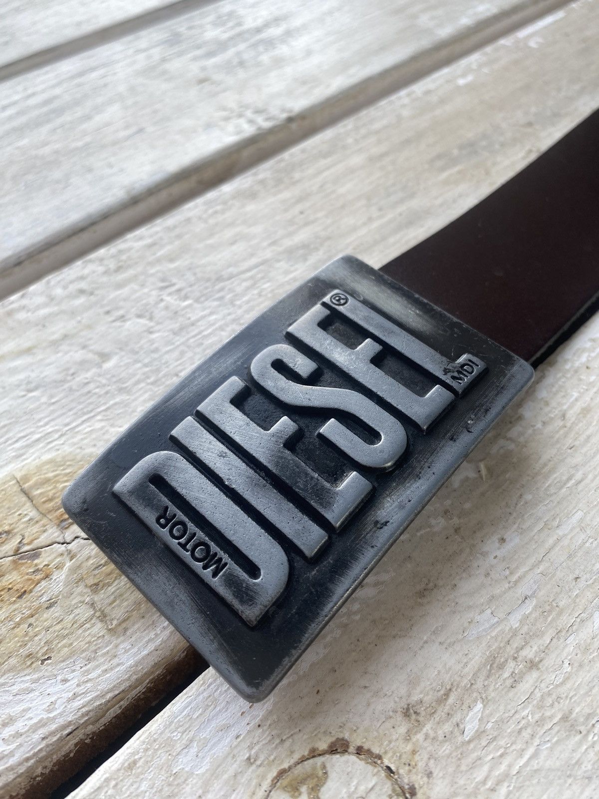 Diesel × Japanese Brand × Vintage Vintage 90s Buckle Diesel Y2K monogram brown leather belt Size ONE SIZE - 2 Thumbnail
