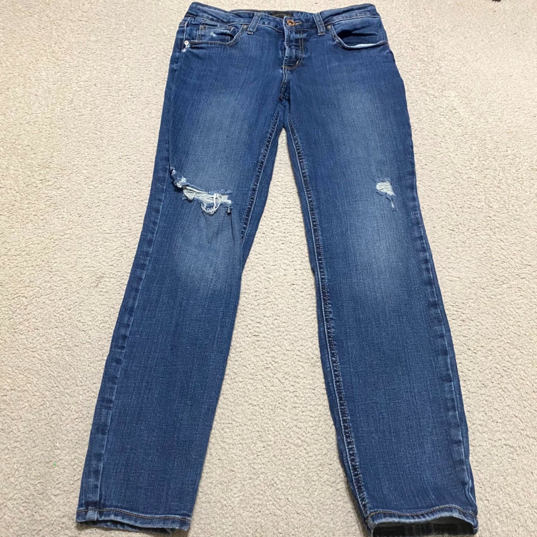 Silver Jeans Co. Silver Jeans Womens sz 30 Blue Denim Medium Wash Boyfriend Mid Rise Distressed Size 30" / US 8 / IT 44 - 2 Thumbnail
