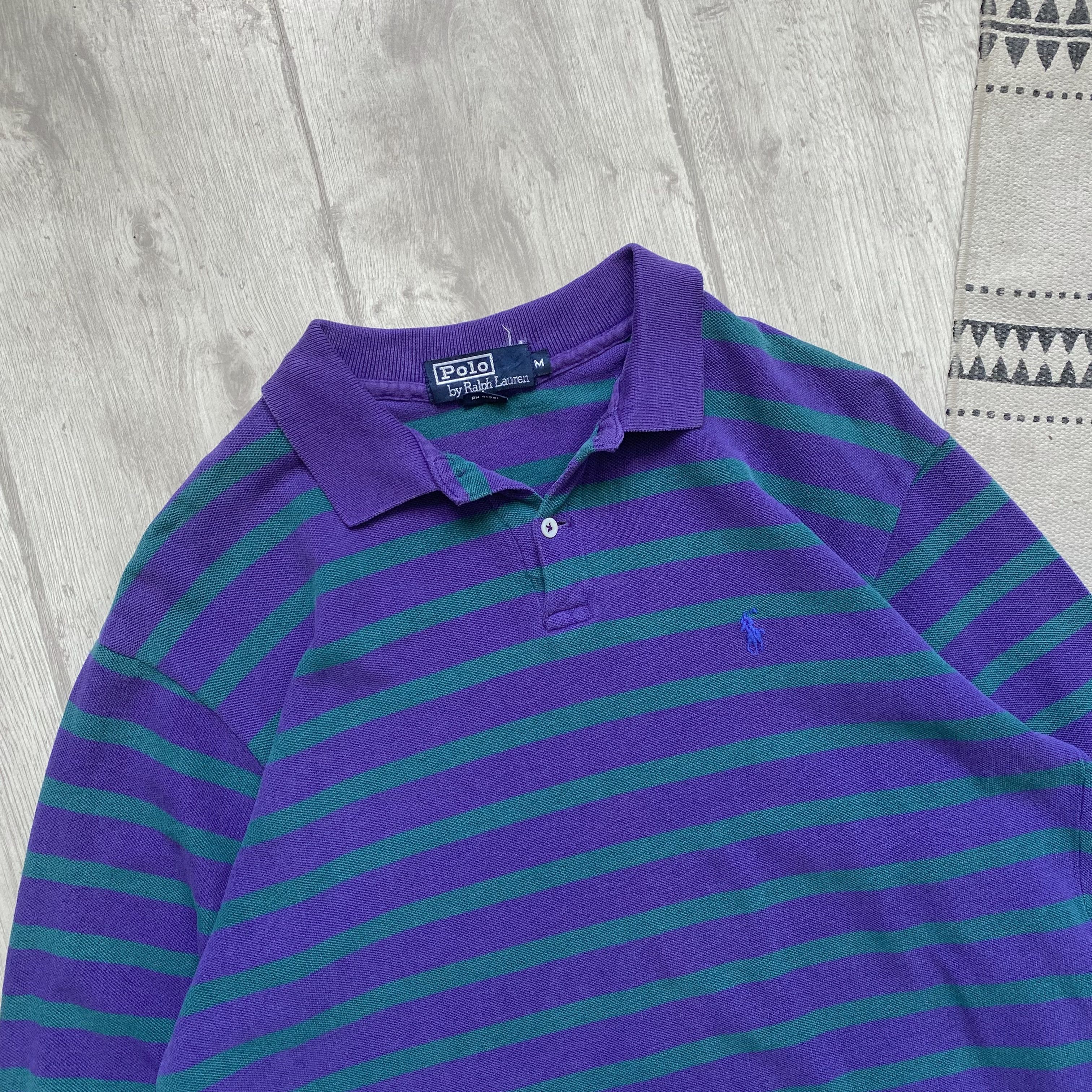 Polo Ralph Lauren Vintage 90s Polo Ralph Lauren Striped rugby shirt longsleeve Size US M / EU 48-50 / 2 - 2 Thumbnail