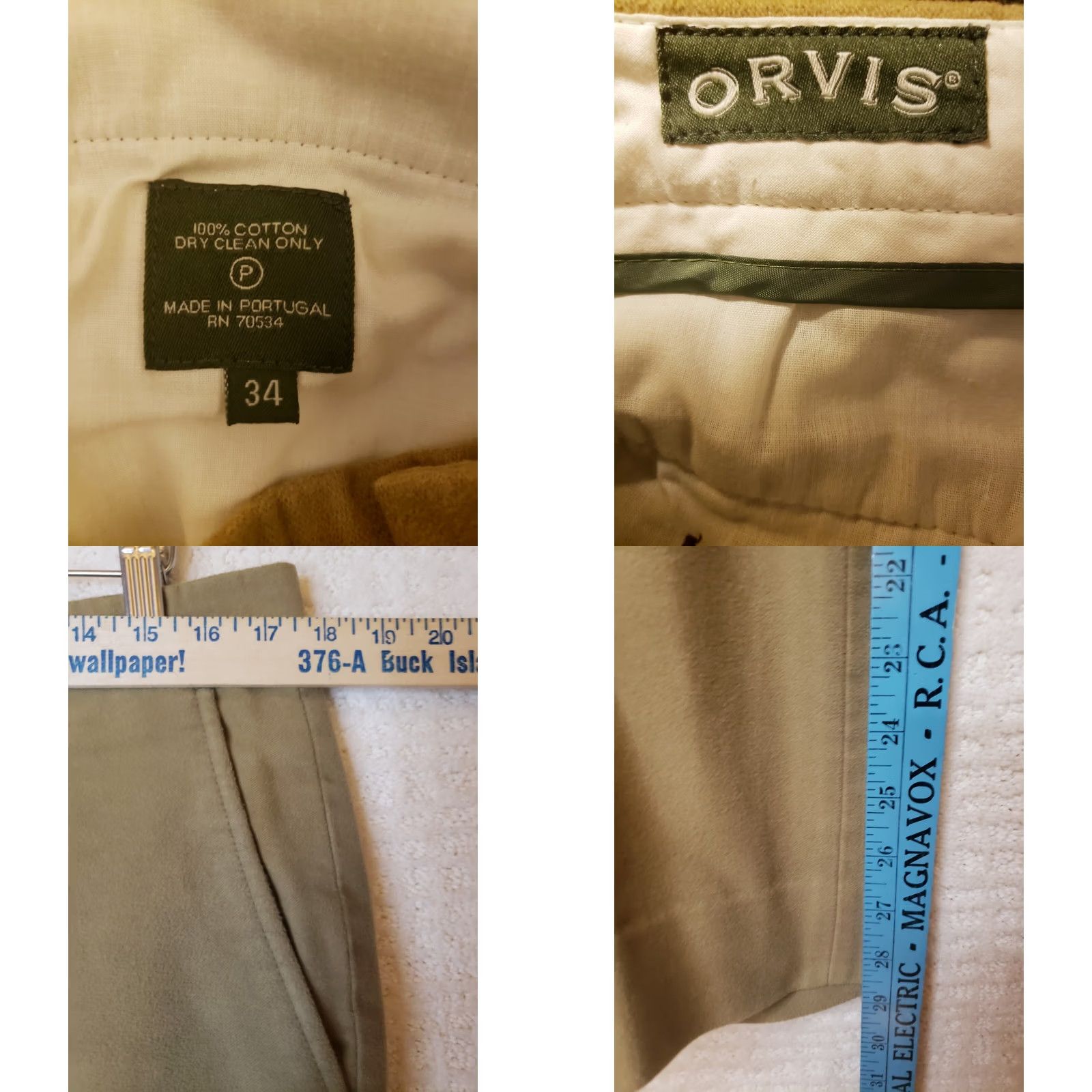 Orvis Orvis Chino Pants Men's 34Wx29L Tan Flat Front Slash Pocket Pima Cotton Casual Size US 34 / EU 50 - 8 Thumbnail
