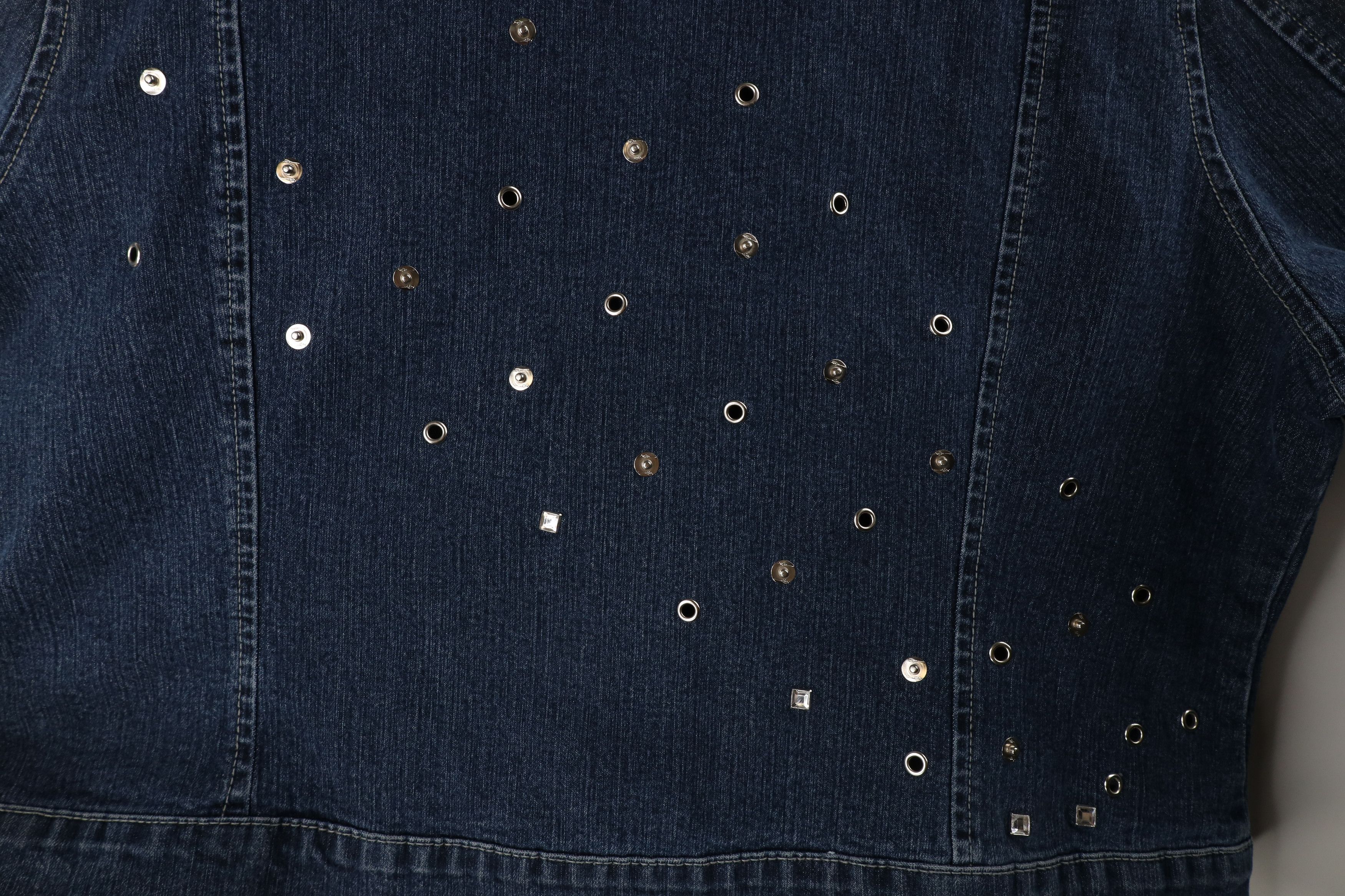 Fubu × Vintage Vintage FUBU Jeweled Studded Stretch Denim Trucker Jacket Size XXL / US 16-18 / IT 52-54 - 16 Thumbnail