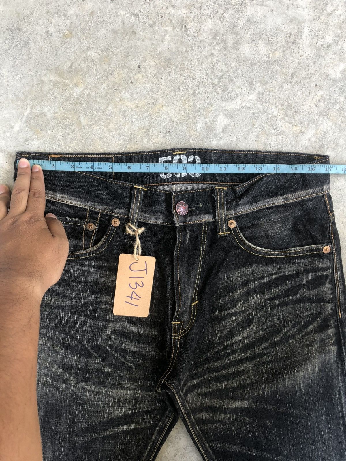 Le Grande Bleu (L.G.B.) Japanese Edwin 503 Blue Trip Distressed Jeans Size US 33 - 21 Thumbnail