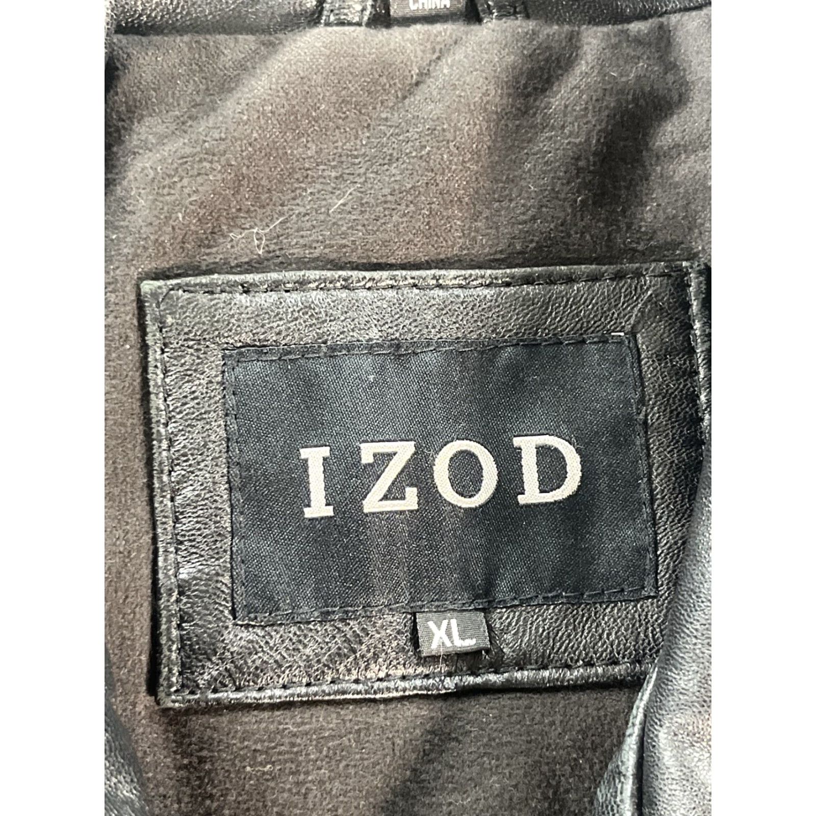 Izod VINTAGE IZOD Leather Jacket Mens XL Black Lined Inner Pockets Zip-up 90s Motorcycle Coat Accessories Pockets Men Regular Full Zip Size US XL / EU 56 / 4 - 4 Thumbnail