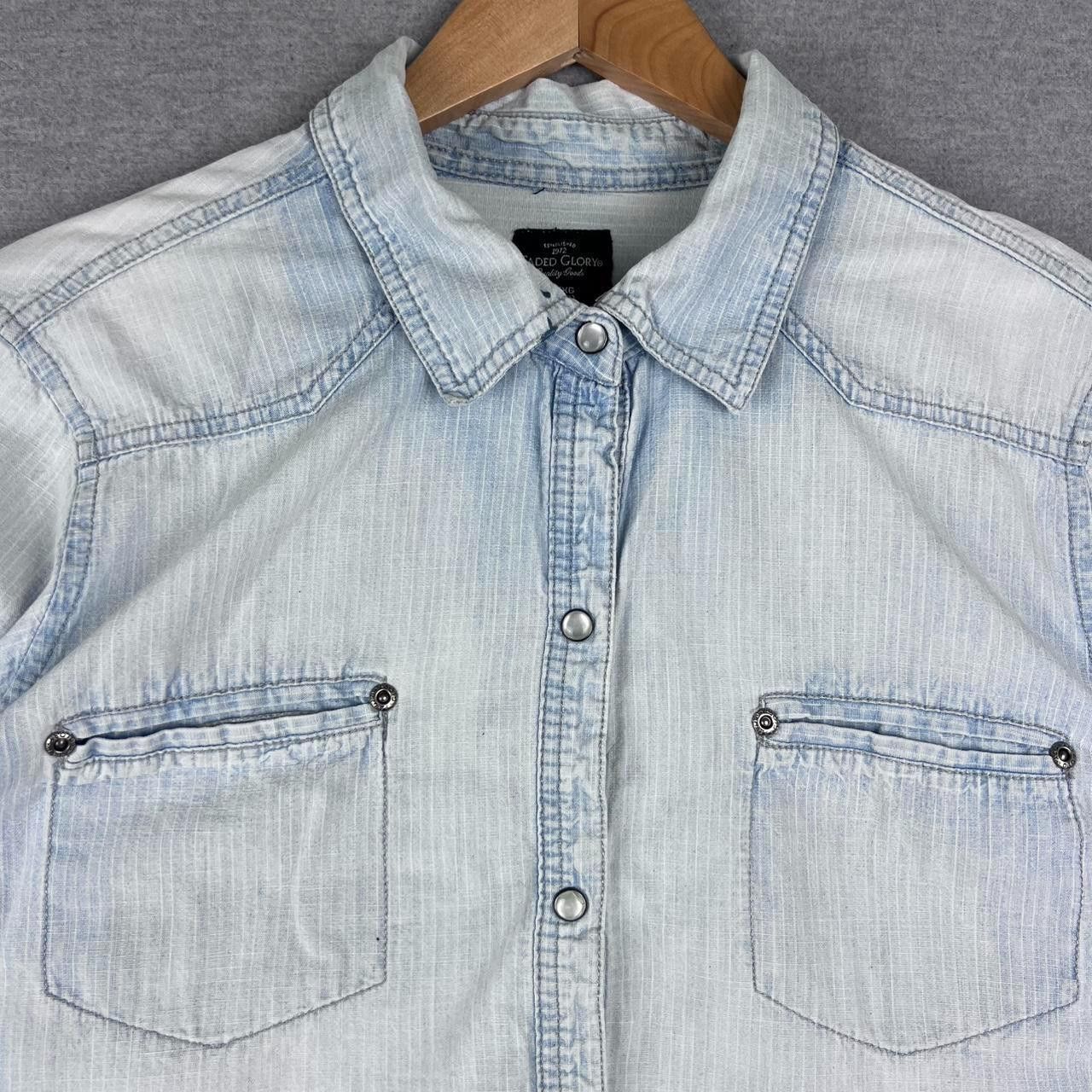Vintage Faded Glory Shirt Mens XL Blue Denim w/ Black Pearl Western Size US XL / EU 56 / 4 - 2 Thumbnail