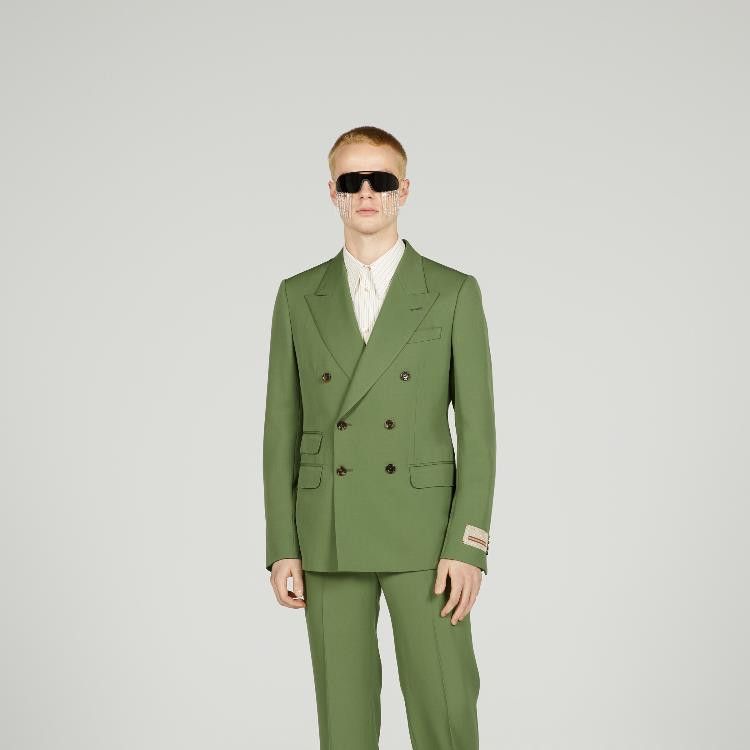 Gucci o1s1wg110225 Wool Gabardine Formal Jacket in Green Size US S / EU 44-46 / 1 - 2 Thumbnail