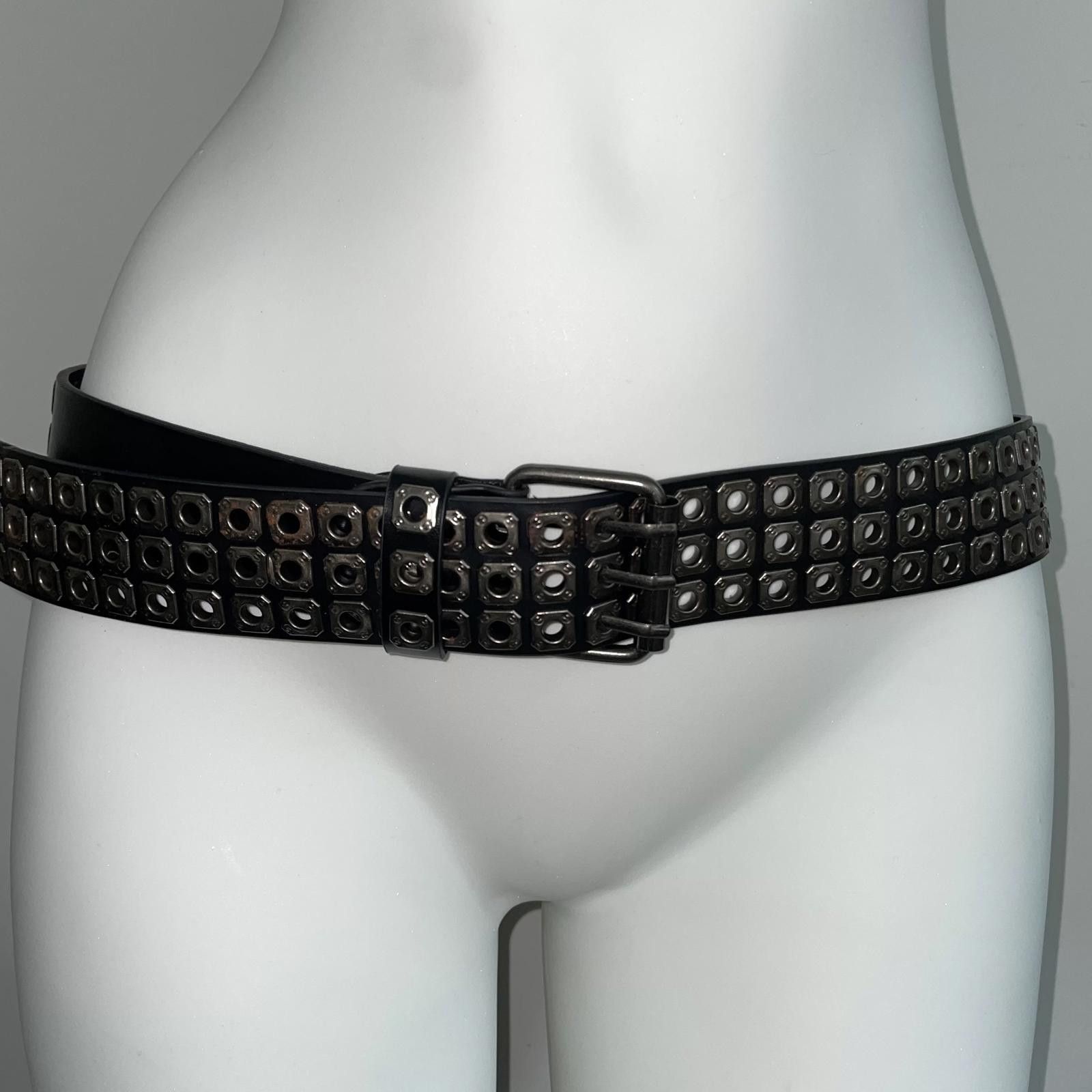 Japanese Brand Y2K Punk Metallic Faux Leather Buckle Modern Belt Unisex Size ONE SIZE - 8 Thumbnail