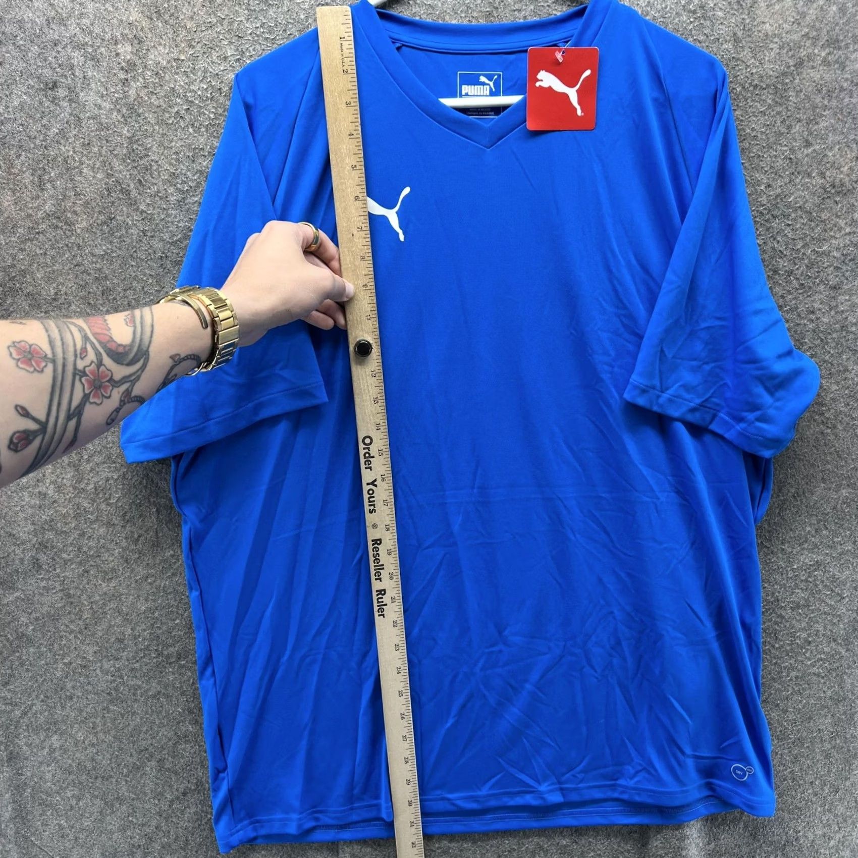Puma PUMA Jersey Shirt Mens 2XL Blue LIGA Core DryCELL Short Sleeve Soccer Top Size US XXL / EU 58 / 5 - 6 Thumbnail