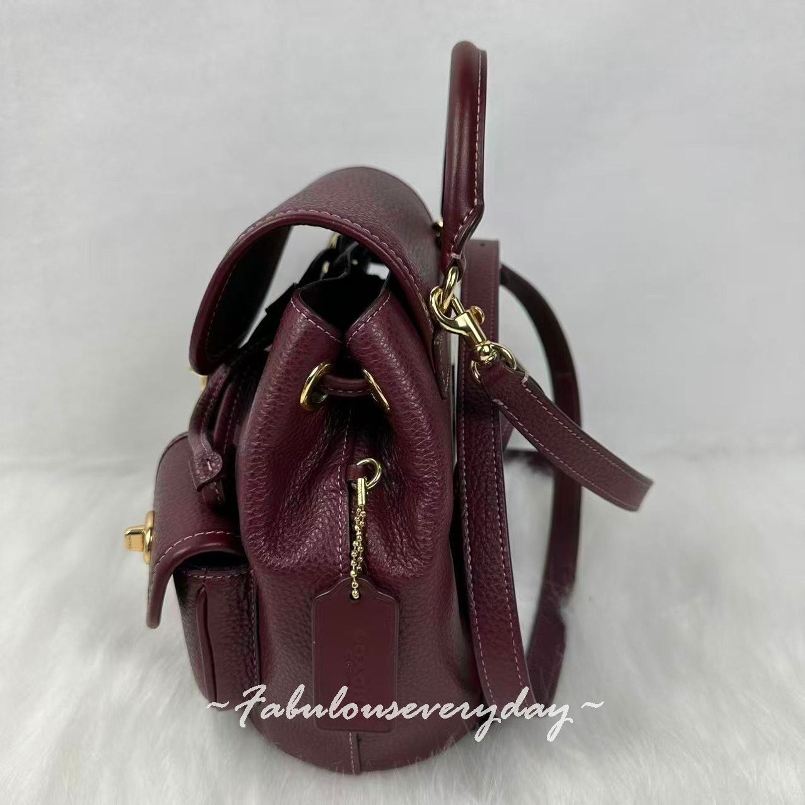 Coach Coach Hadley Backpack In Leather Brass/Dark Wine CBH09 NWT Size ONE SIZE - 2 Thumbnail