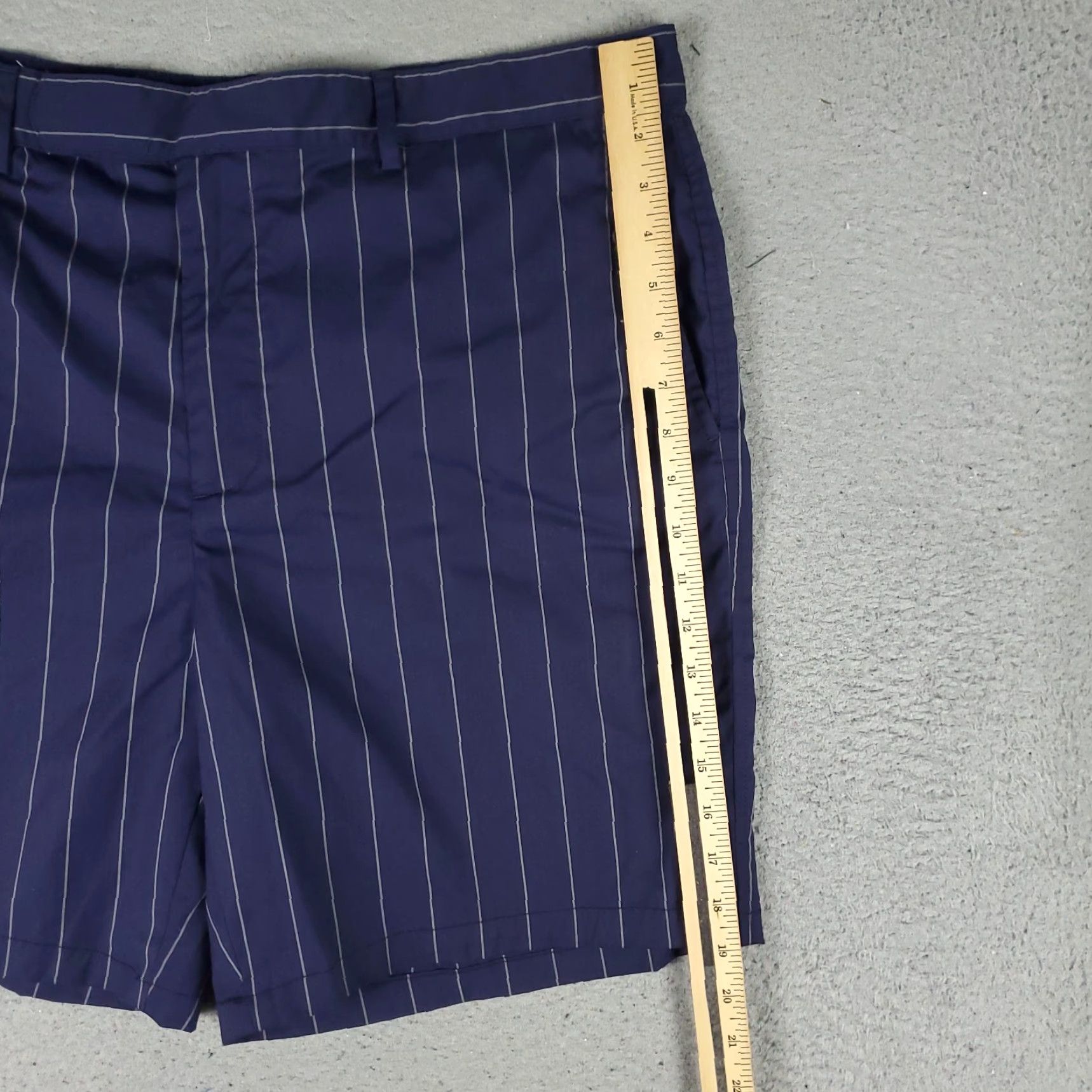 Vintage Zero Restriction Shorts Mens Blue Striped Size 38 Slash Pockets Flat Front Chino Size US 38 / EU 54 - 5 Thumbnail
