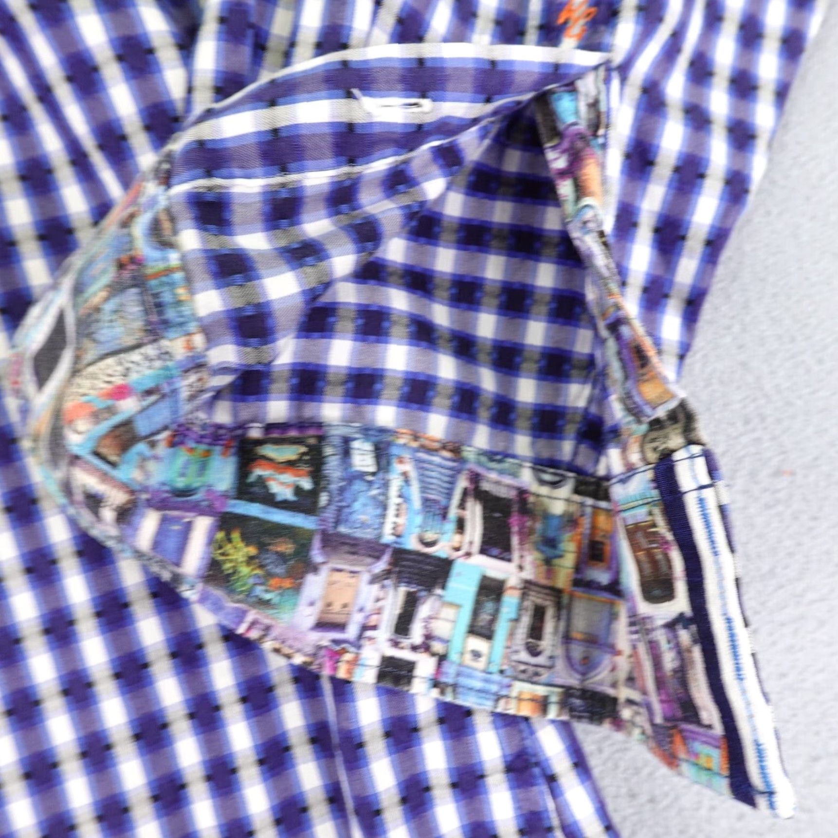 Robert Graham Robert Graham Shirt Mens XL Blue Plaid Button-Up Long Sleeve Collared Cotton Designer Colorful Size US XL / EU 56 / 4 - 4 Thumbnail