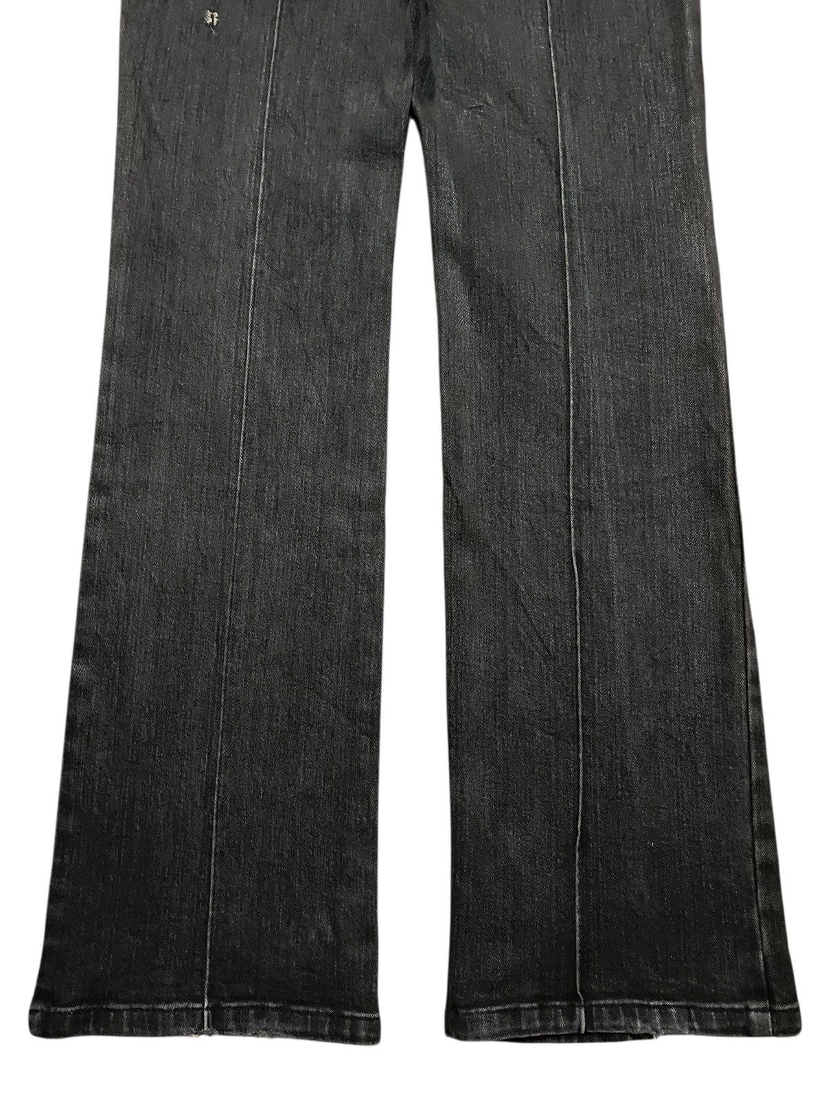 Michel Klein Vintage Michel Klein AVV Black Denim Distressed Flare Jeans Size 26" / US 2 / IT 38 - 6 Thumbnail