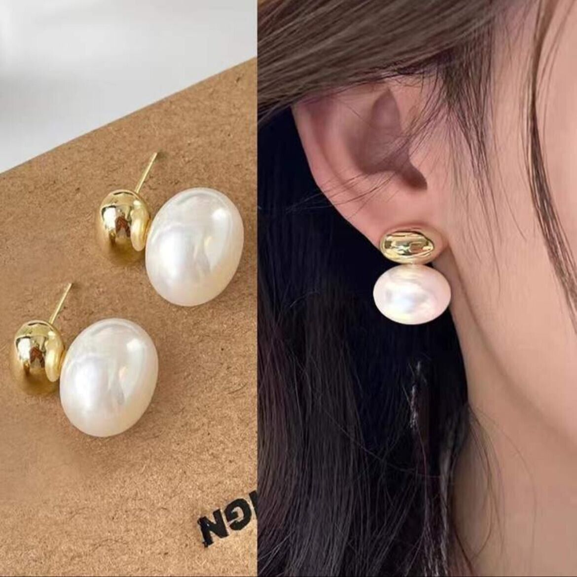 Other New Earrings Women Leaf Elegance Pearl Gold Basics Stud Jewe Size ONE SIZE - 3 Thumbnail