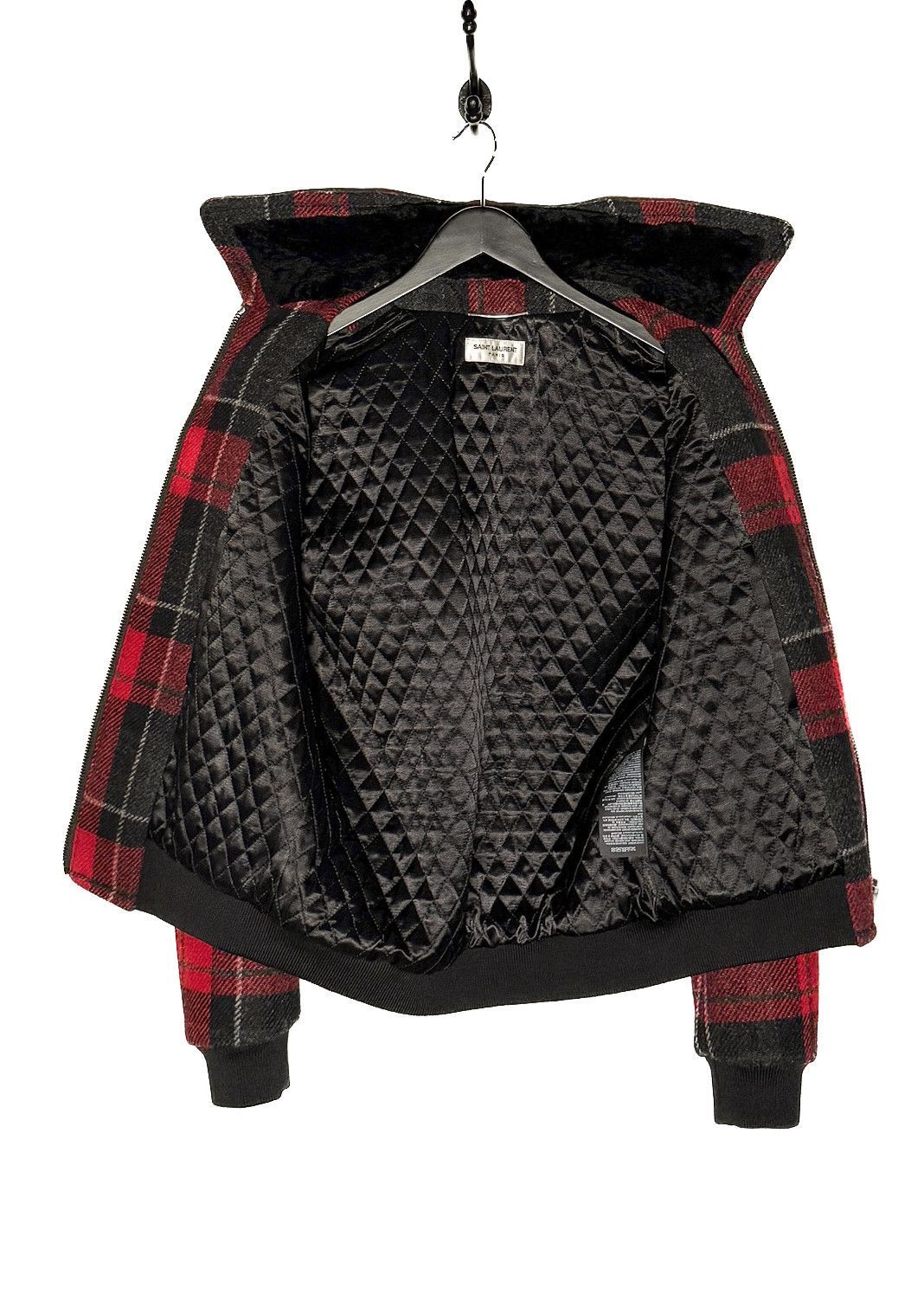 Saint Laurent Paris Saint Laurent Shearling Collar Black Red Plaid Jacket Size US M / EU 48-50 / 2 - 6 Thumbnail