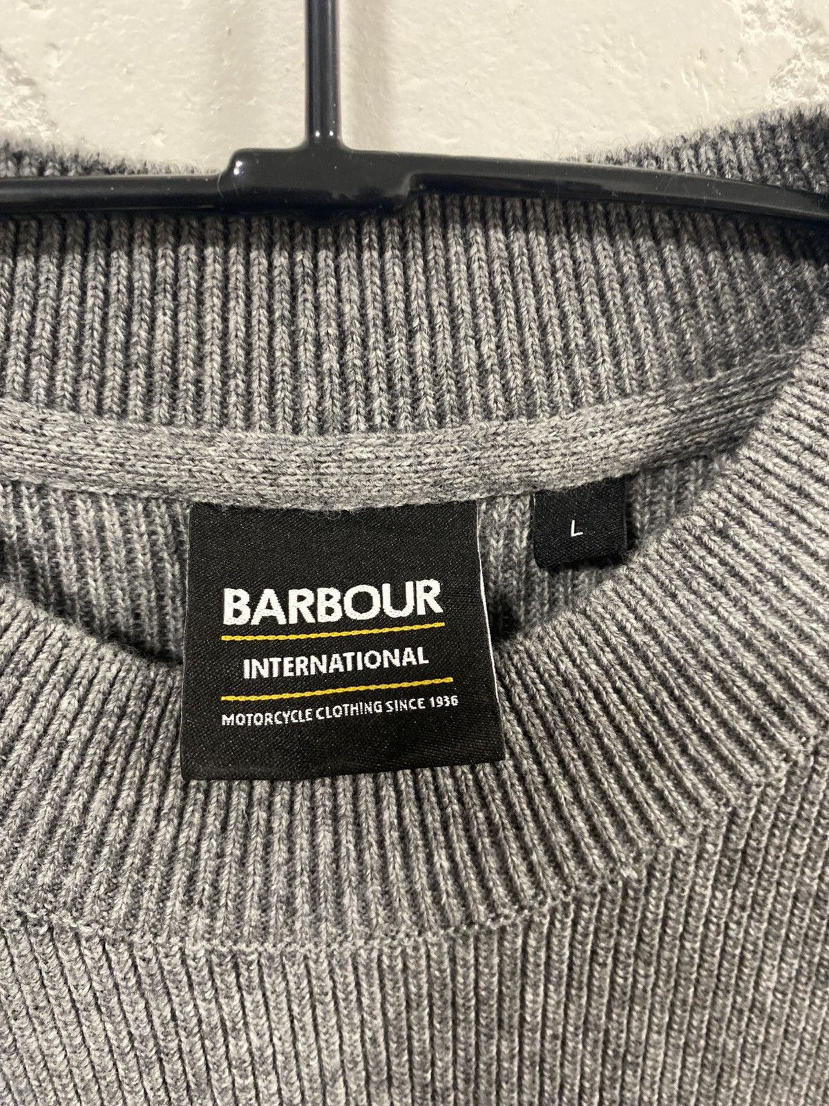 Barbour Barbour International Grey Wool/Cotton Blend Sweater Size: L Size US L / EU 52-54 / 3 - 5 Thumbnail