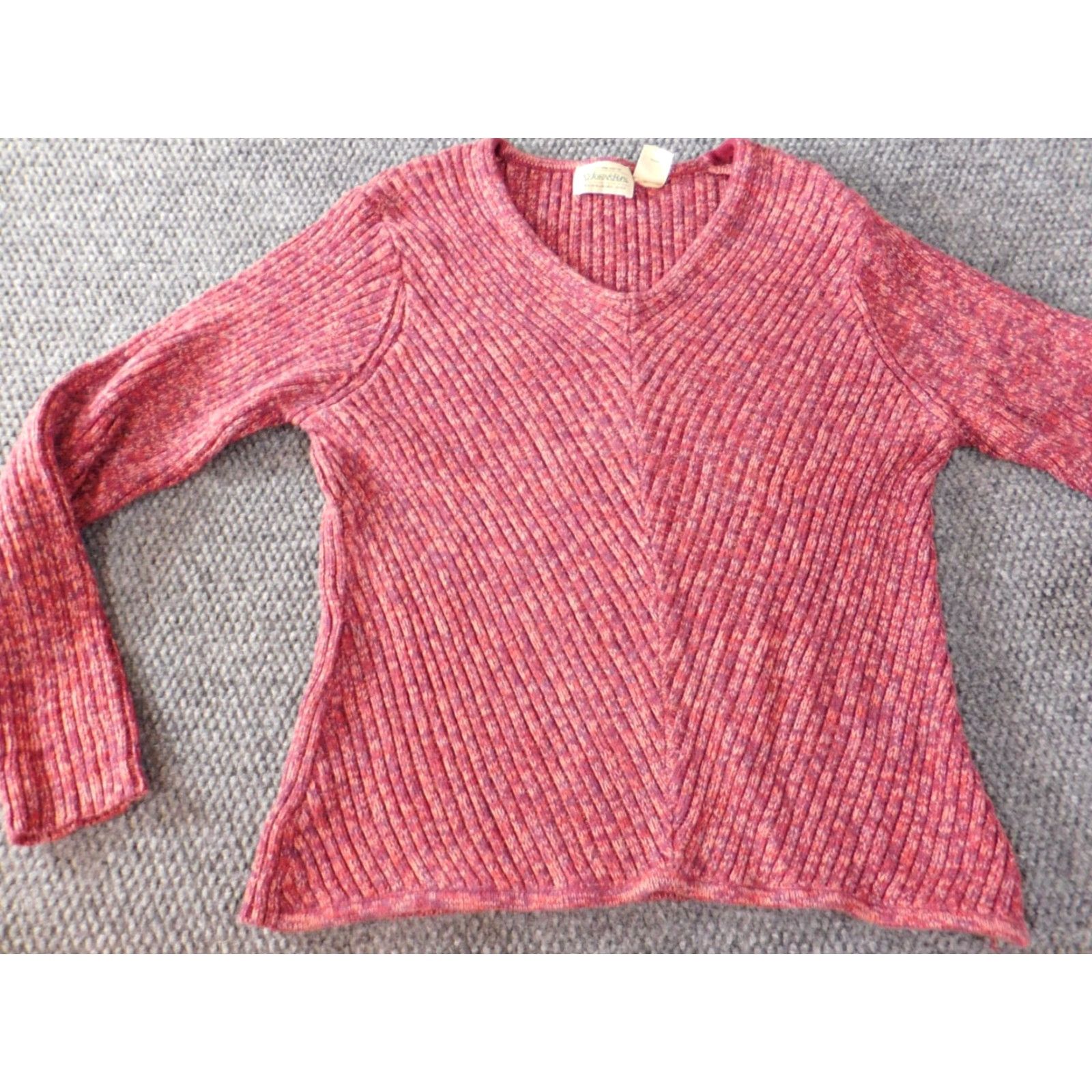 Vintage St.John's Bay Womens Pullover Sweater V-Neck XL Pink Knit Cotton Solid Stretch Size XL / US 12-14 / IT 48-50 - 4 Thumbnail