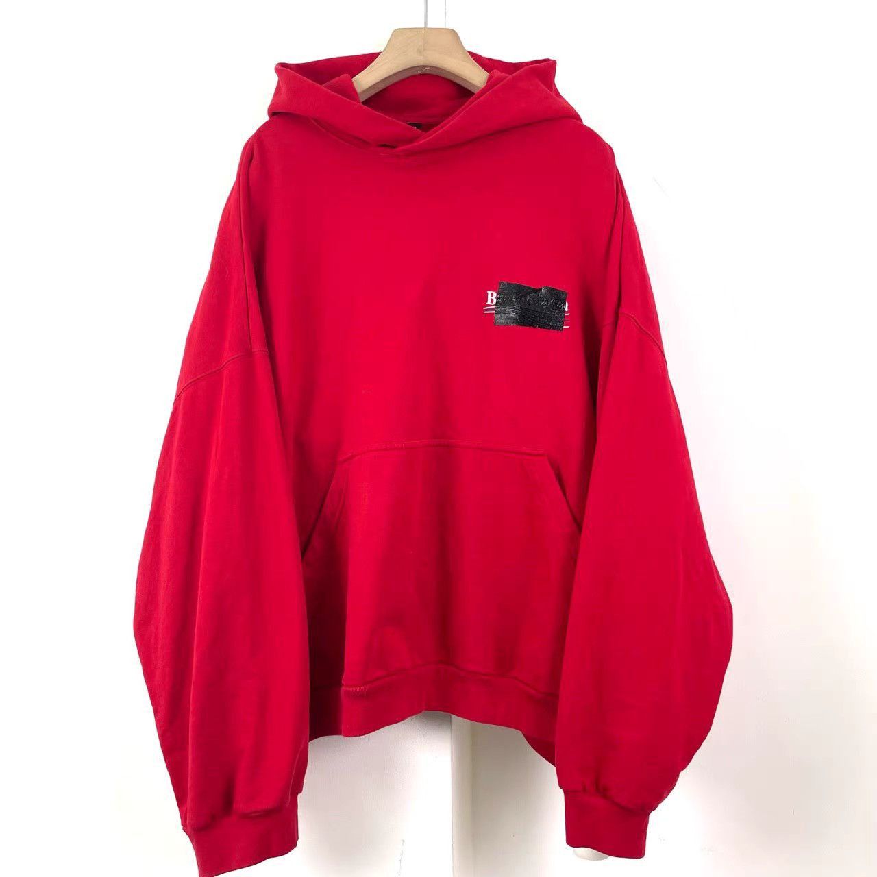 Balenciaga Red Oversized Hoodie with Front Pocket Size US M / EU 48-50 / 2 - 1 Thumbnail