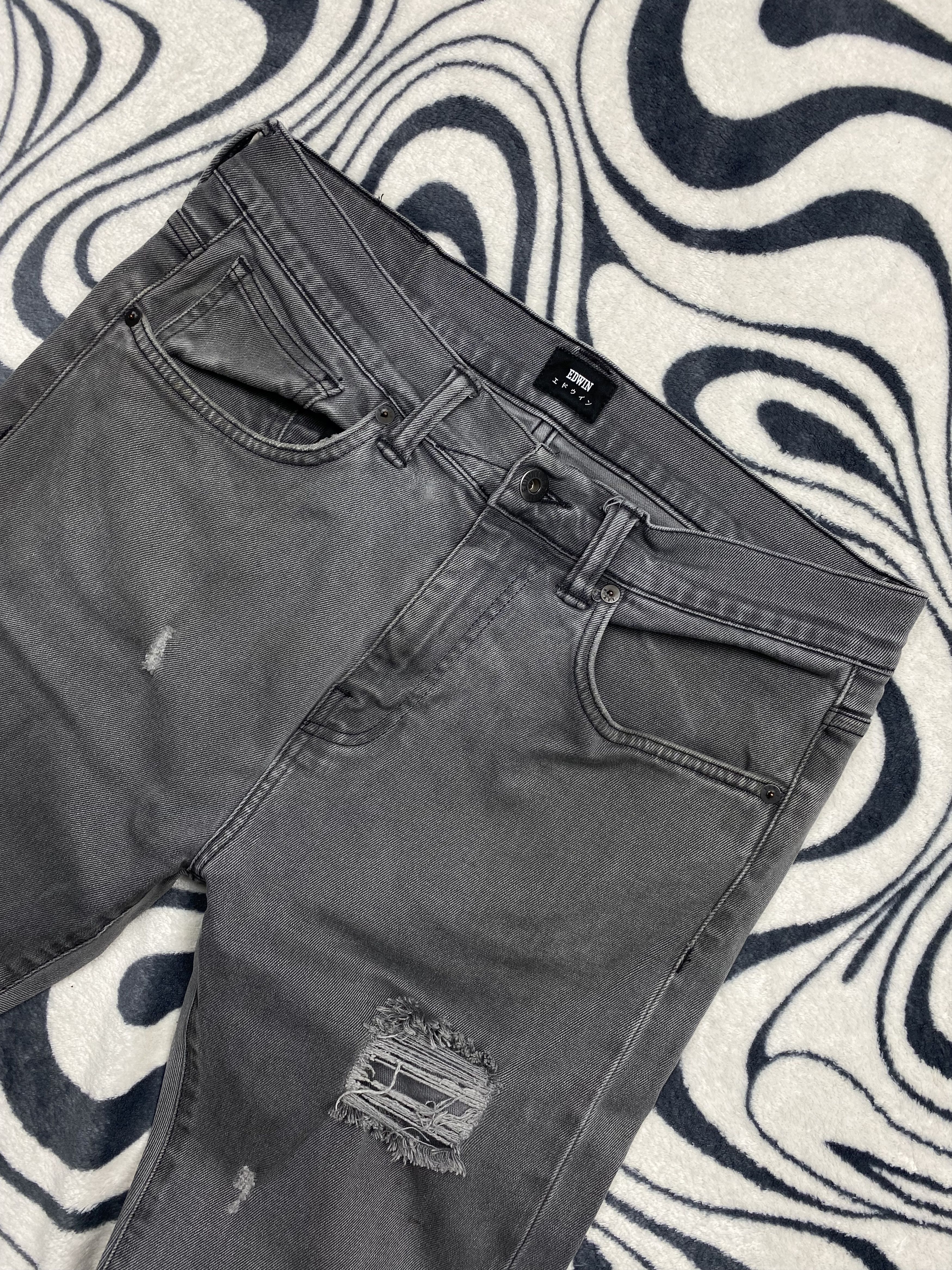 Edwin × Japanese Brand Edwin Mens Distressed Denim Pants Jeans Slim Fit Size US 32 / EU 48 - 5 Thumbnail