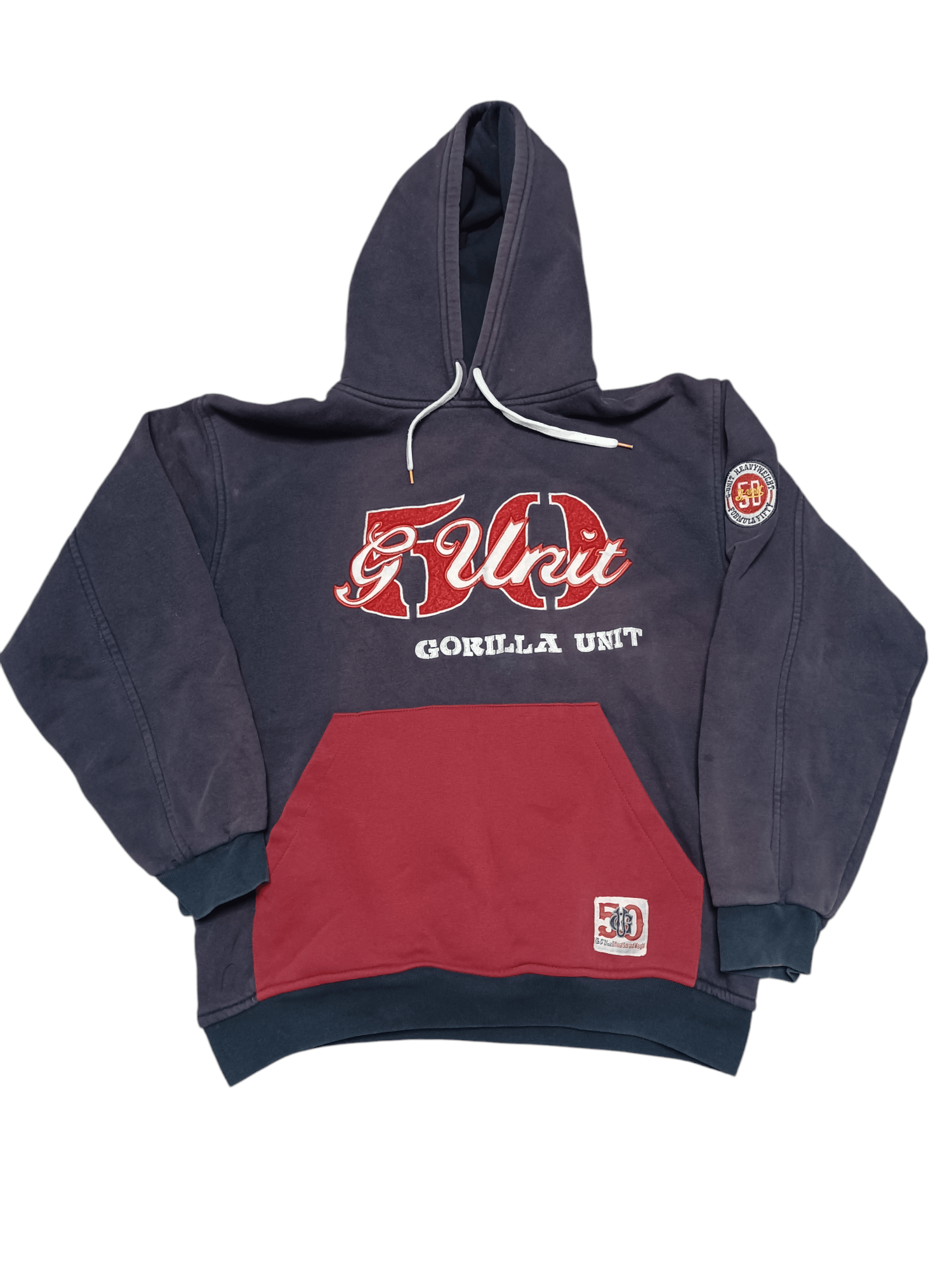 50 CENT GORILLA UNIT VINTAGE EMBROIDERED LOGO FADED HOODIE