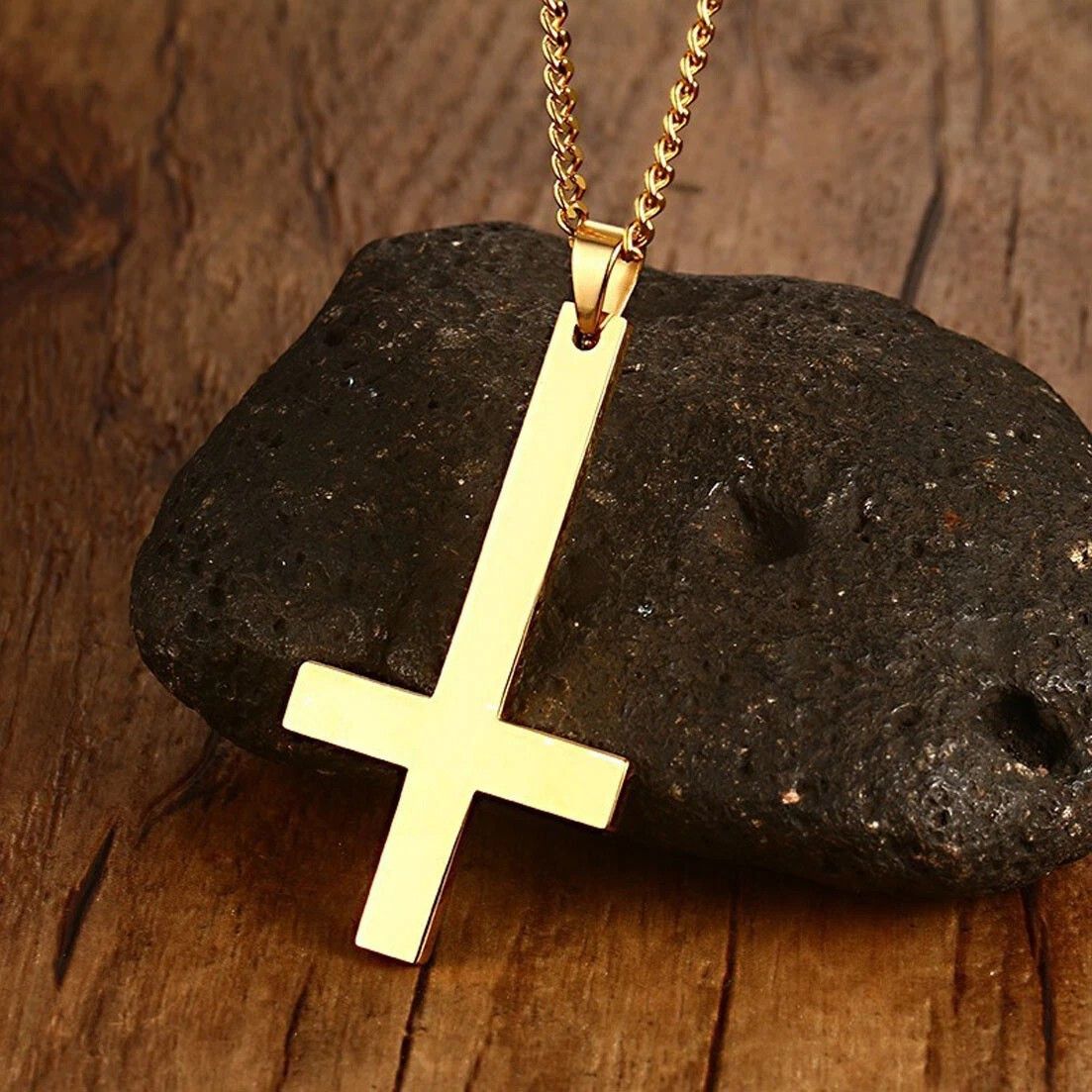 Other Gold Saint Peter's Cross Necklace Inverted Stainless Steel Size ONE SIZE - 2 Thumbnail