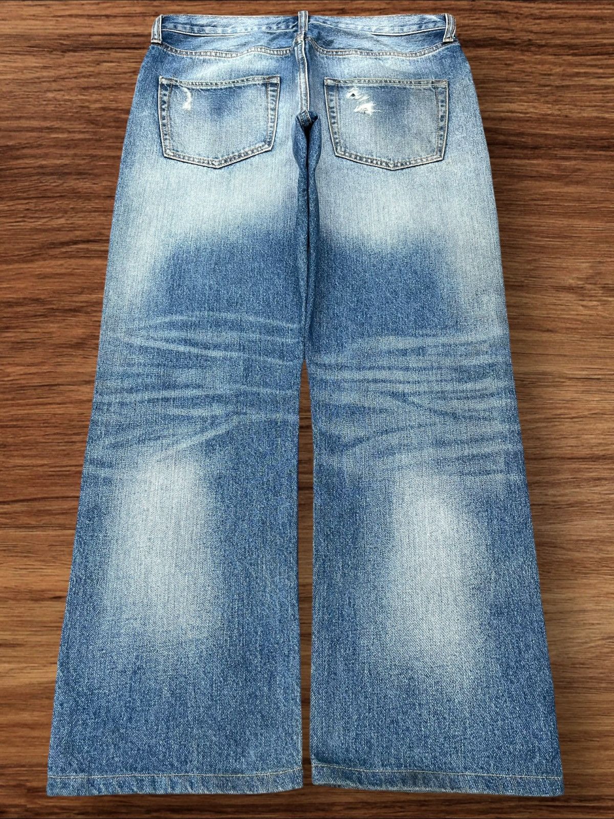 Japanese Brand Vintage Japanese Brand Blue Washed Distressed Straight Jeans Size US 33 - 2 Thumbnail